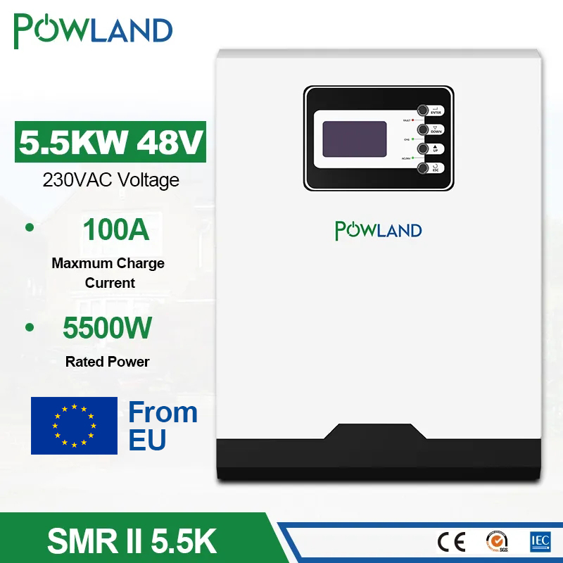 5.5KW solar inverter 500Vdc PV Input 230Vac 48V 100A MPPT Solar Charger 5500W Pure Sine Wave hybrid inverter With Bluetooth and support  WIFI Ship From EU