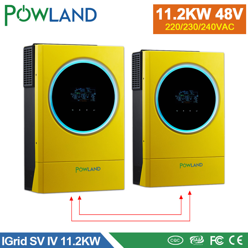 Pre sale POWLAND Hybrid Solar Inverter 11.2KW 230vac MPPT 120A Solar Charger PV Input 6000W 450vdc LED Ring Lights Touchable Button Ship From EU