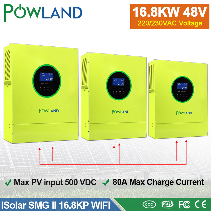 Powland 16.8KW/16800W Solar Inverter  MPPT Pure Sine Wave 500VDC 60A Solar Charge Controller 48V 220V 50Hz/60Hz Off Grid Inverter With Wifi Module Ship Fron EU