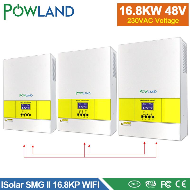 Powland 16800W Solar Inverter Off-Grid 230Vac 500Vdc 100A Solar Charge Current Pure Sine Wave Support Parallel with WIFI Plug 