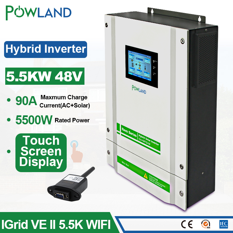 POWLAND 5.5KW Solar Hybrid Inverter 220V 48V In Ingresso PV 5500W 450Vdc 90A MPPT REGOLA