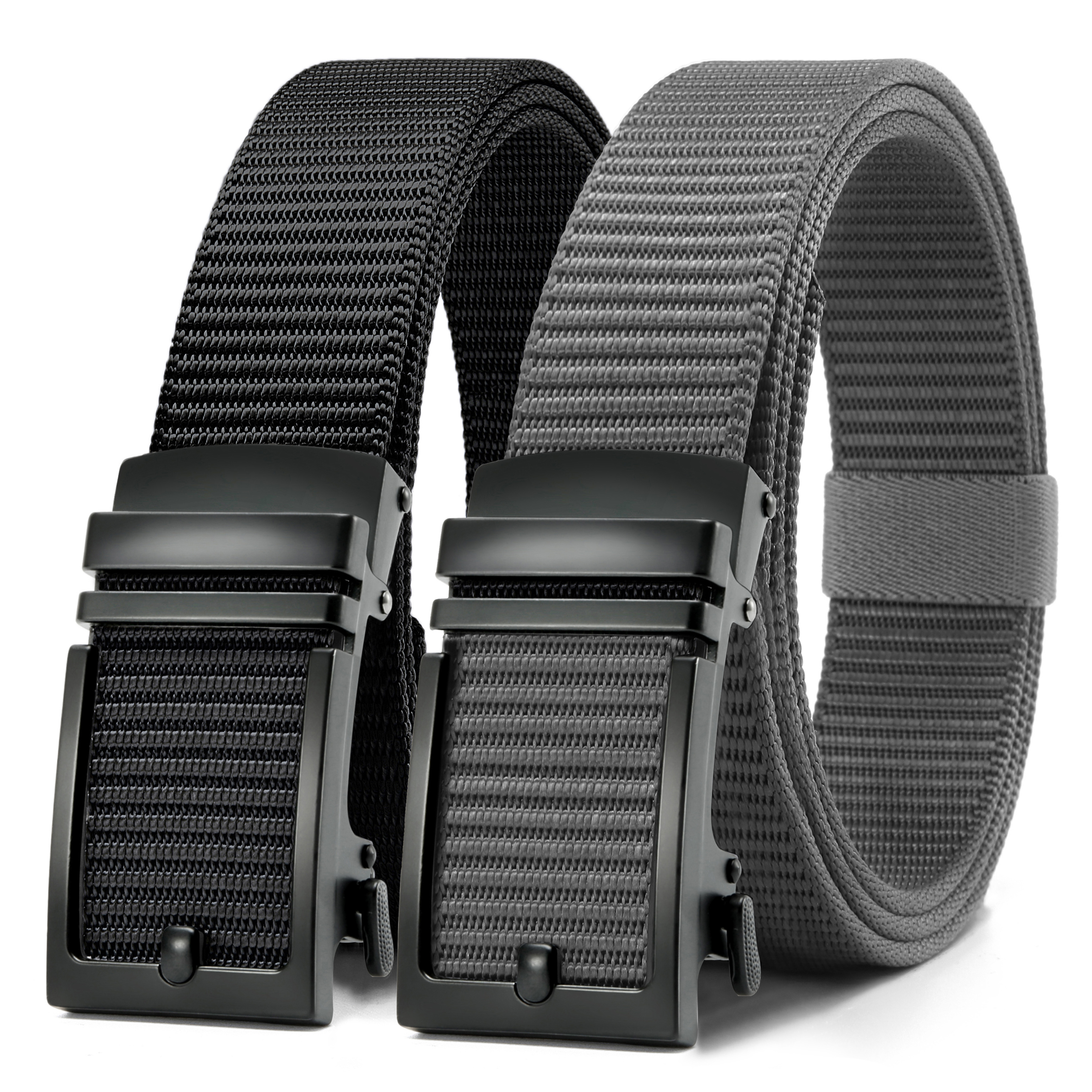 Chaoren Golf Belt 2 Pack Nylon Ratchet Belt, Mens Belts Casual for Outdoor Sport Fully Adjustable Trim to Exact Fit