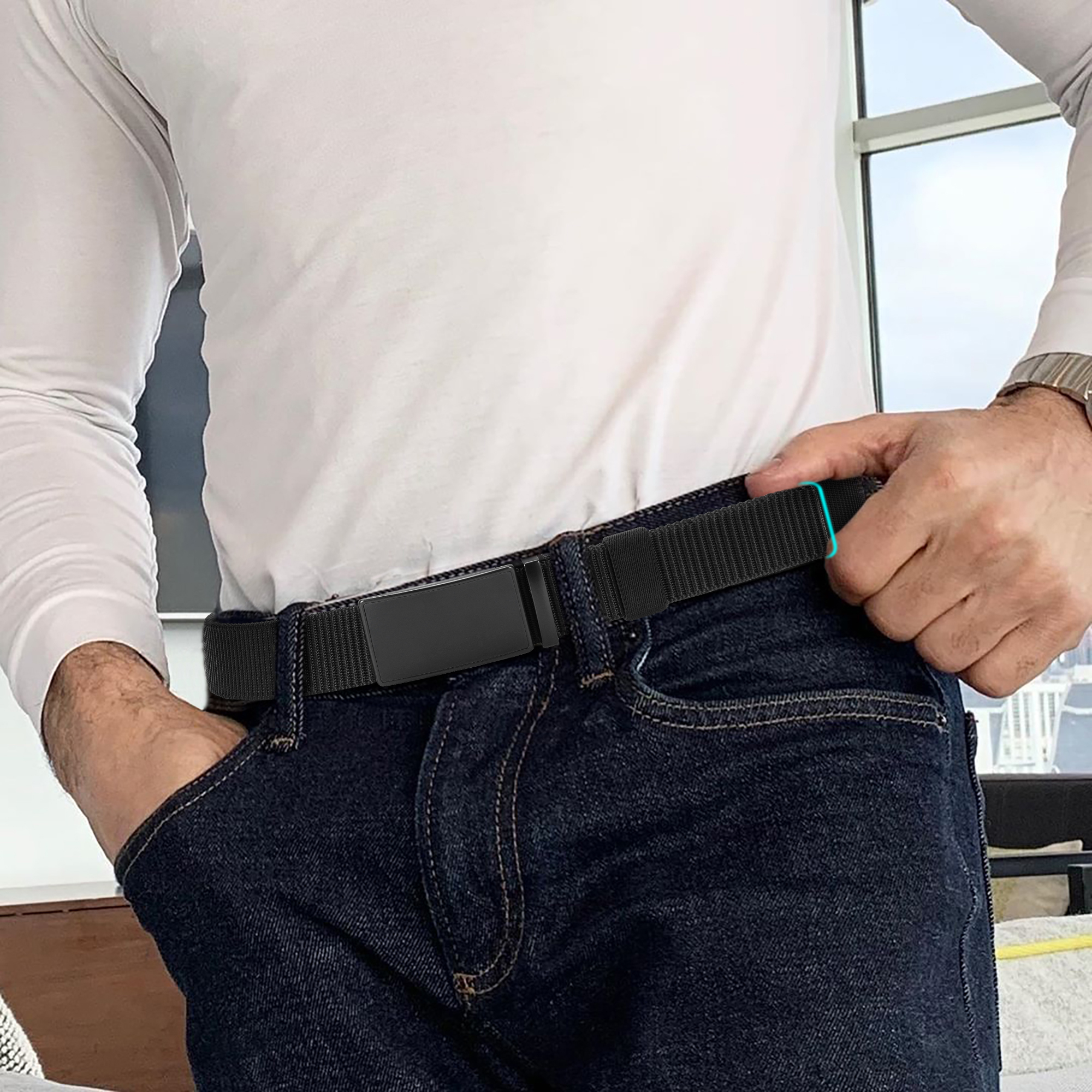 Chaoren Nylon Ratchet Belt, Mens Golf Belt Casual, Adjustable Trim to Exact Fit