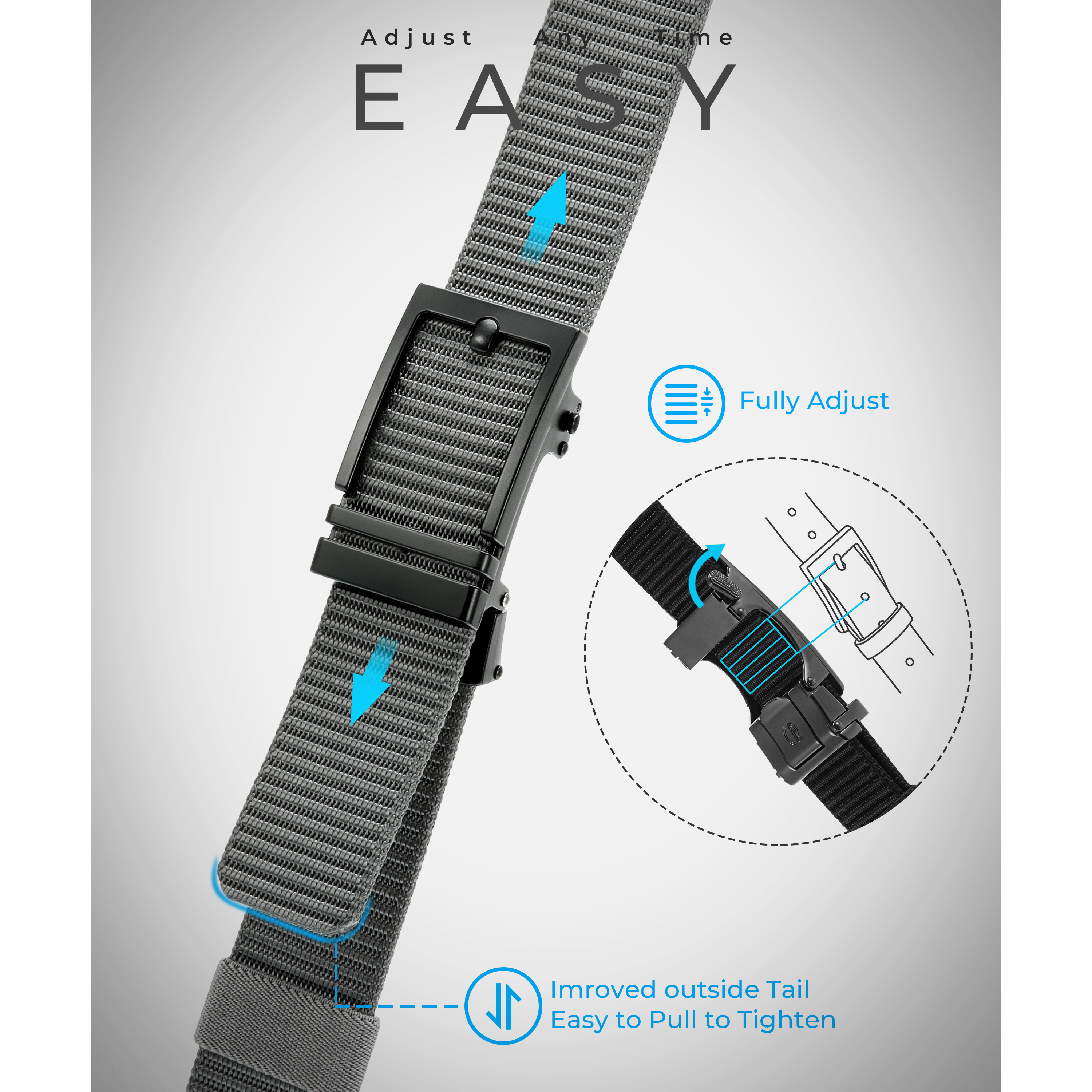 Chaoren Nylon Ratchet Belt, Mens Golf Belt Casual, Adjustable Trim to Exact Fit