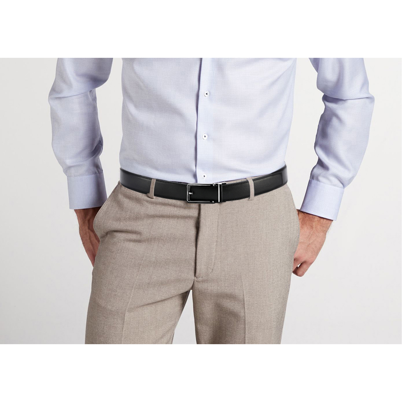 Chaoren Click Ratchet Belt Dress with Sliding Buckle 1 3/8" - Men's Belt Adjustable Trim to Exact Fit