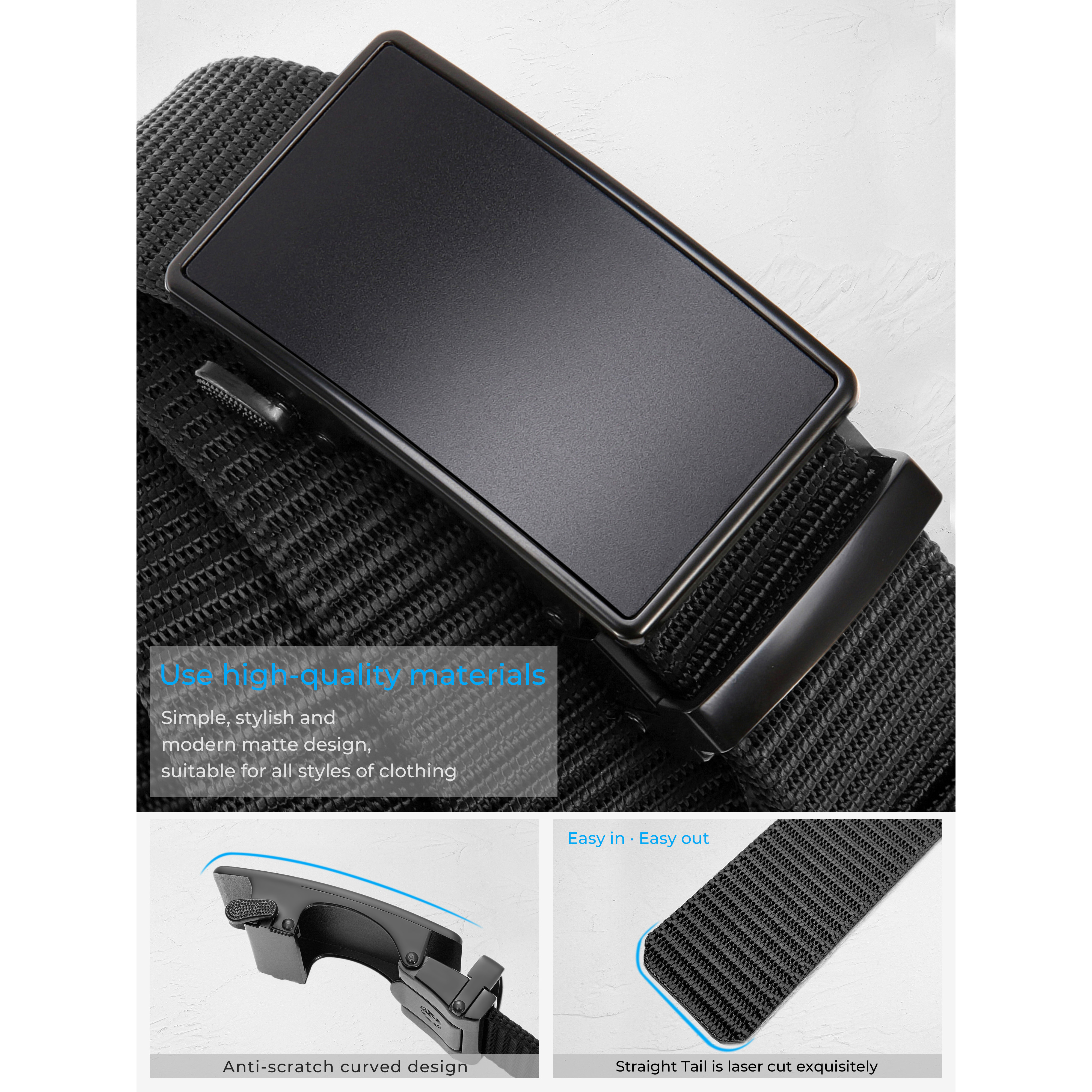 Chaoren Nylon Ratchet Belt, Mens Golf Belt Casual, Adjustable Trim to Exact Fit