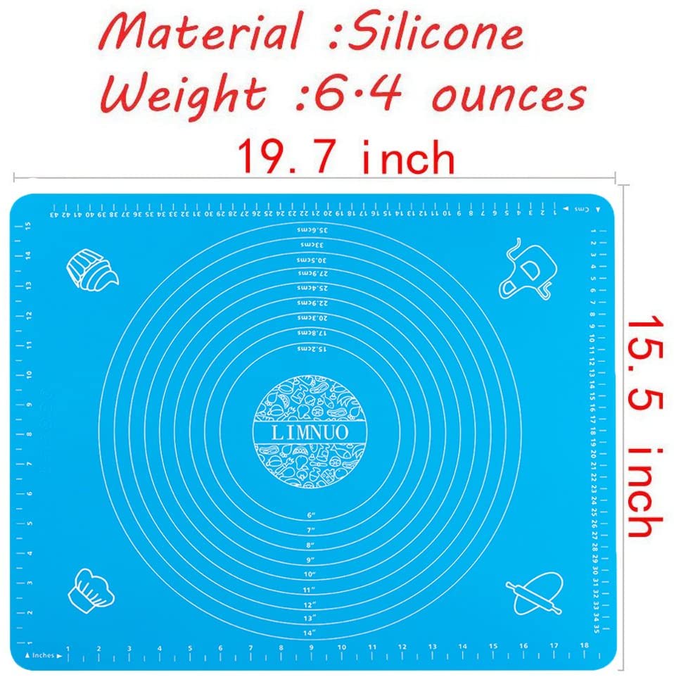 Kasmoire Silicone Pastry Mat Thick Non Stick Baking Mat with Measurement Fondant Mat, Counter Mat, Dough Rolling Mat,Pie Crust Mat-KASMOIRE