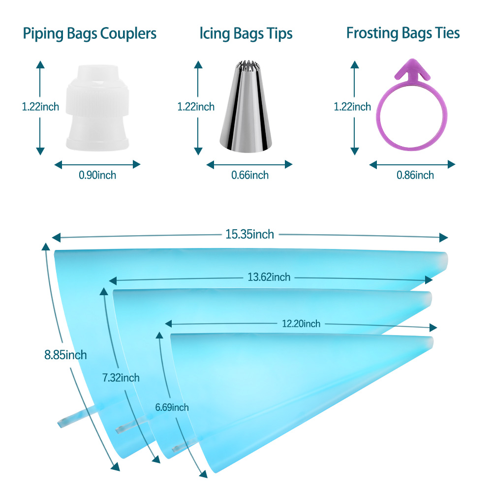 piping bags and tips set,24pcs Reuseable Cake Decorating Tools