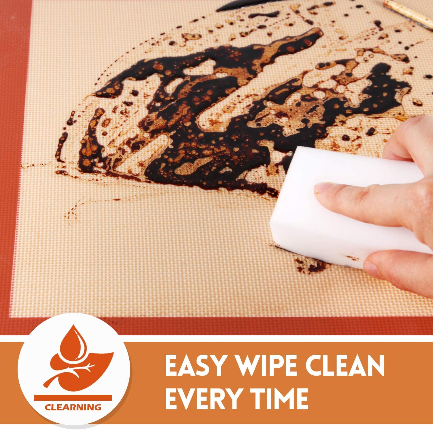 Kasmoire Silicone Pastry Mat Thick Non Stick Baking Mat with Measurement Fondant Mat, Counter Mat, Dough Rolling Mat,Pie Crust Mat-KASMOIRE