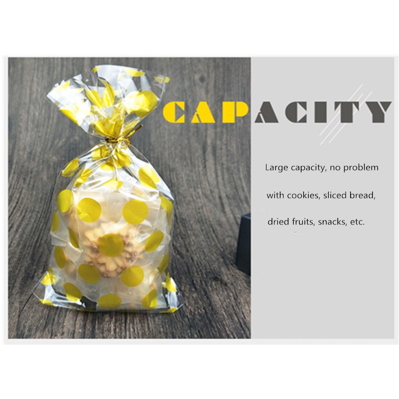 25PCS plastic transparent cellophane dot gift bag candy biscuit snack baking packaging DIY wedding birthday party decoration-KASMOIRE