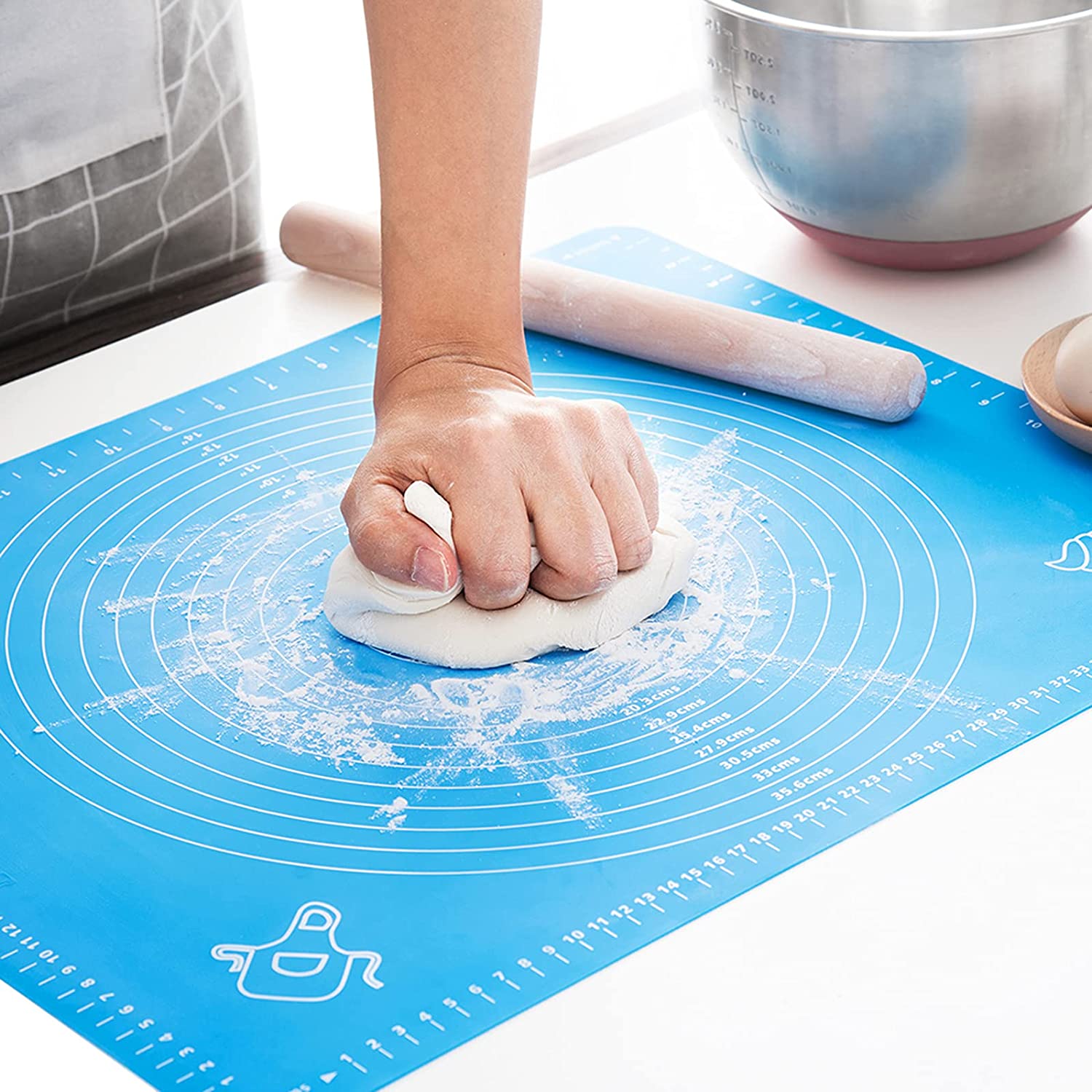 Kasmoire Silicone Pastry Mat Thick Non Stick Baking Mat with Measurement Fondant Mat, Counter Mat, Dough Rolling Mat,Pie Crust Mat-KASMOIRE