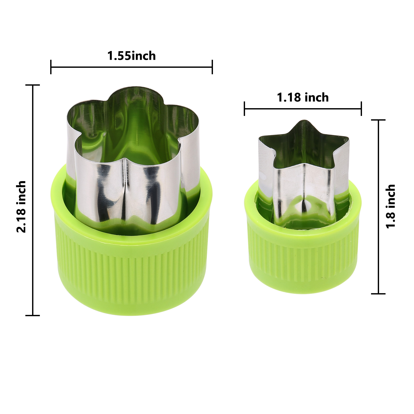 Kasmoire Vegetable Cutter Shapes Set,Green Mini Pie Cookie Cutters Set Fruit Pastry Stamps Mold,for Decorative Kids Baking and Food Supplement Tools -36 Pcs-KASMOIRE