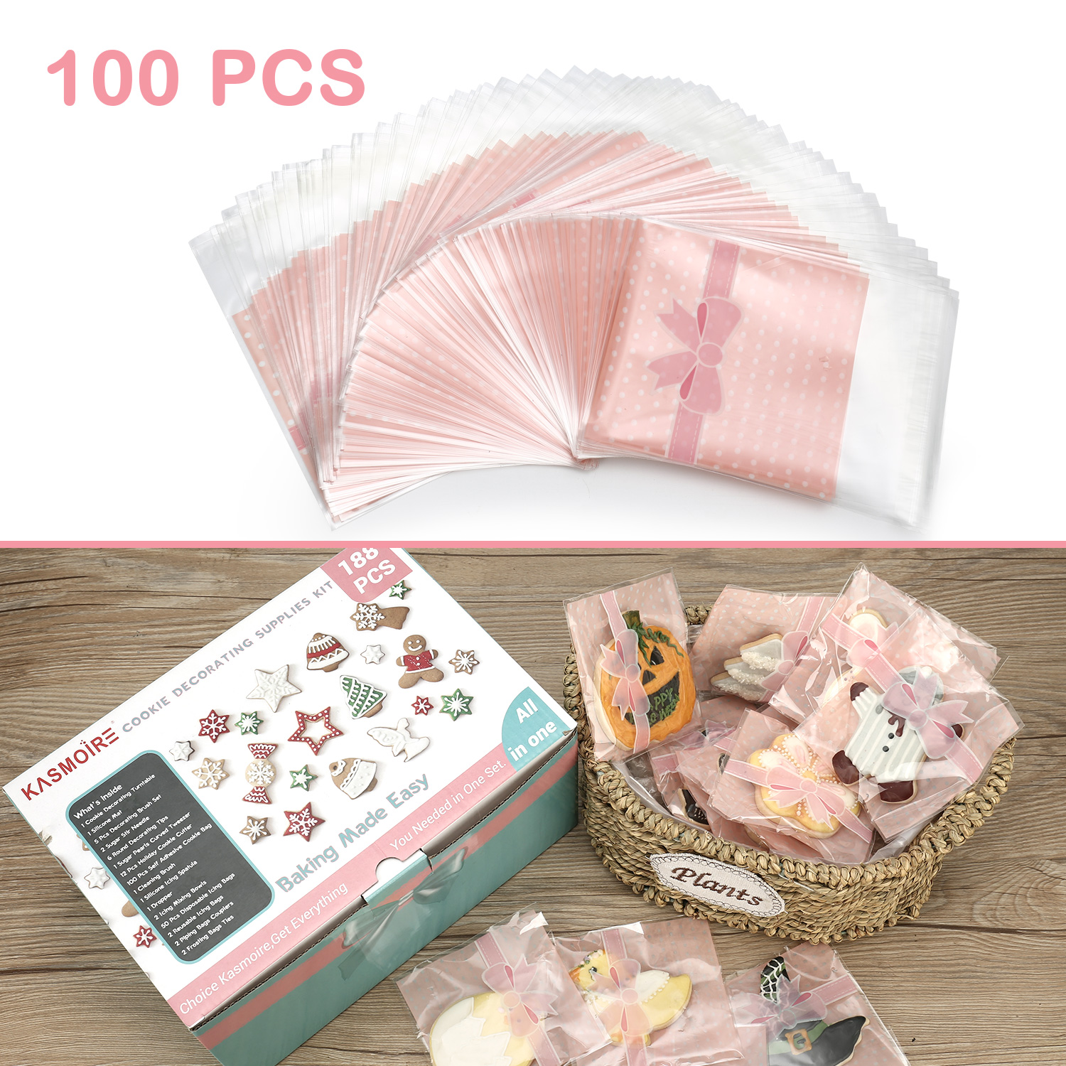 Kasmoire 188pcs Sugar Cookie Decorating Kit for Christmas Halloween Easter-KASMOIRE