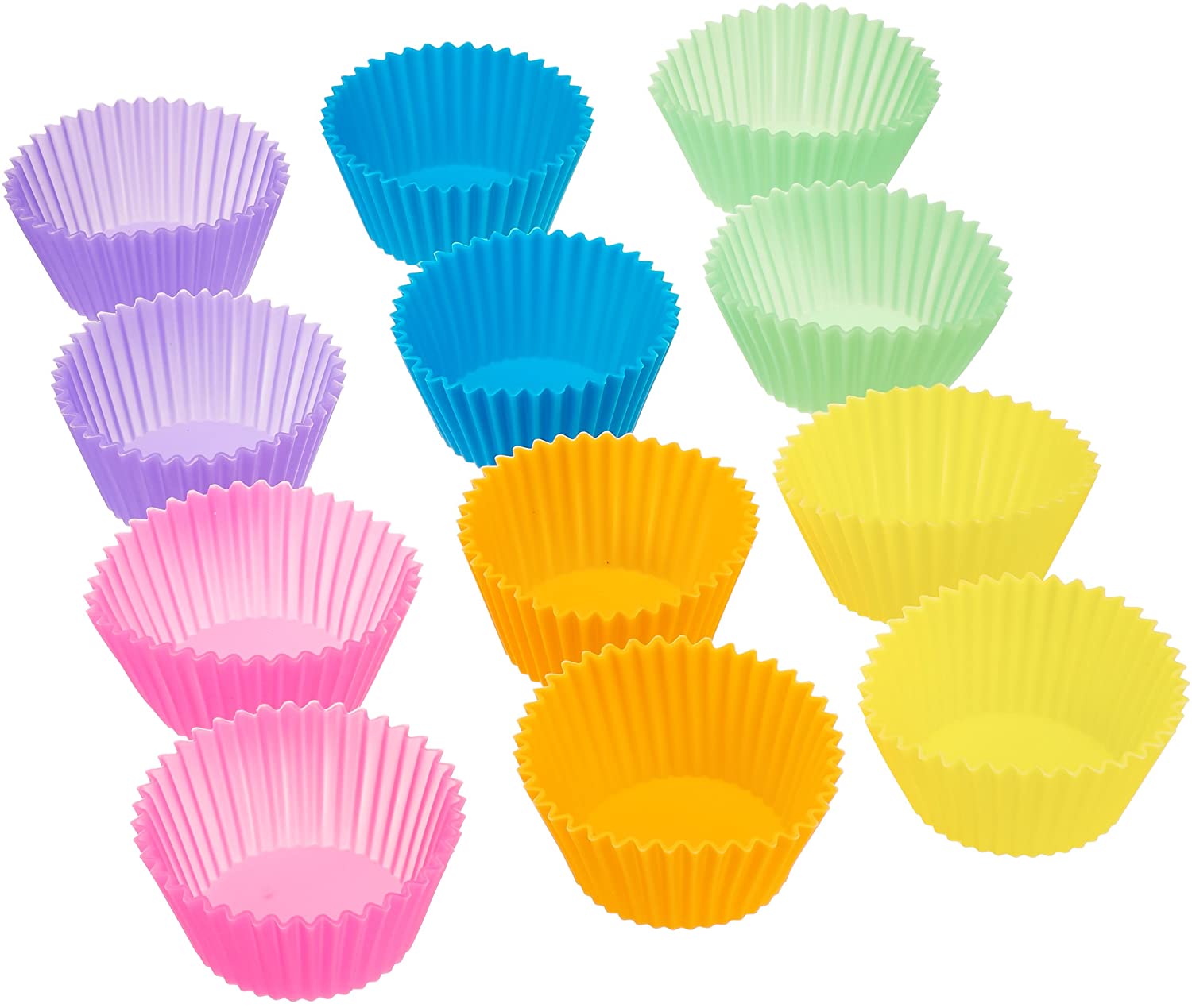 Kasmoire Reusable Silicone Baking Cups,Muffin Liners Pack of 12,Multicolor
