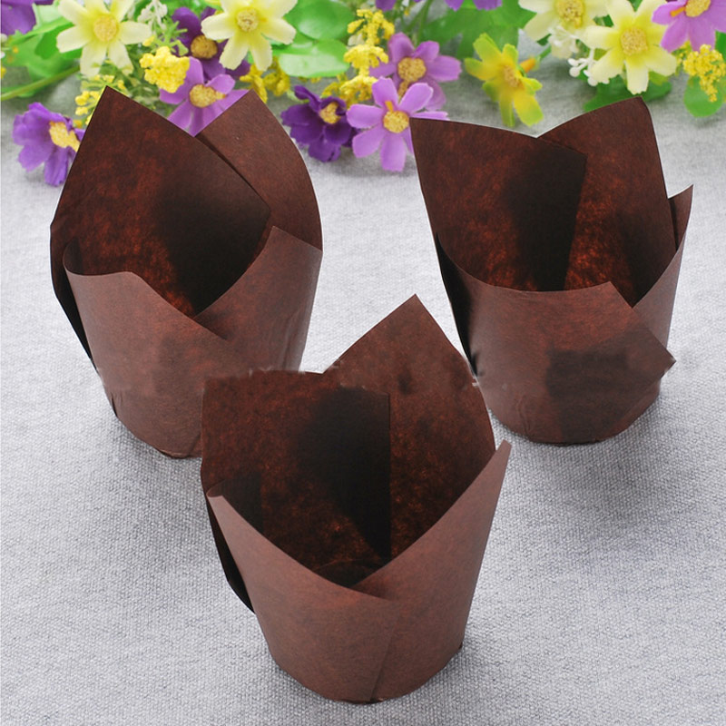 50Pcs Tulip Muffin Cupcake Paper Cups Oilproof Cupcake Liner Baking Muffin Box Cup Cake Decorating Tool Muffin Wrap Cases-KASMOIRE