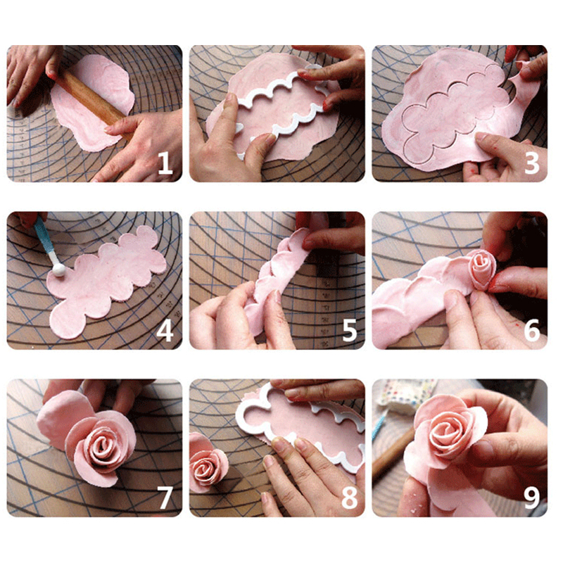 3pcs/Set 3D Rose Petal Flower Cutter Fondant Cake Sugarcraft Pastry Tools Fondant Cake Fondant Cake Sugarcraft Decorating Mould-KASMOIRE
