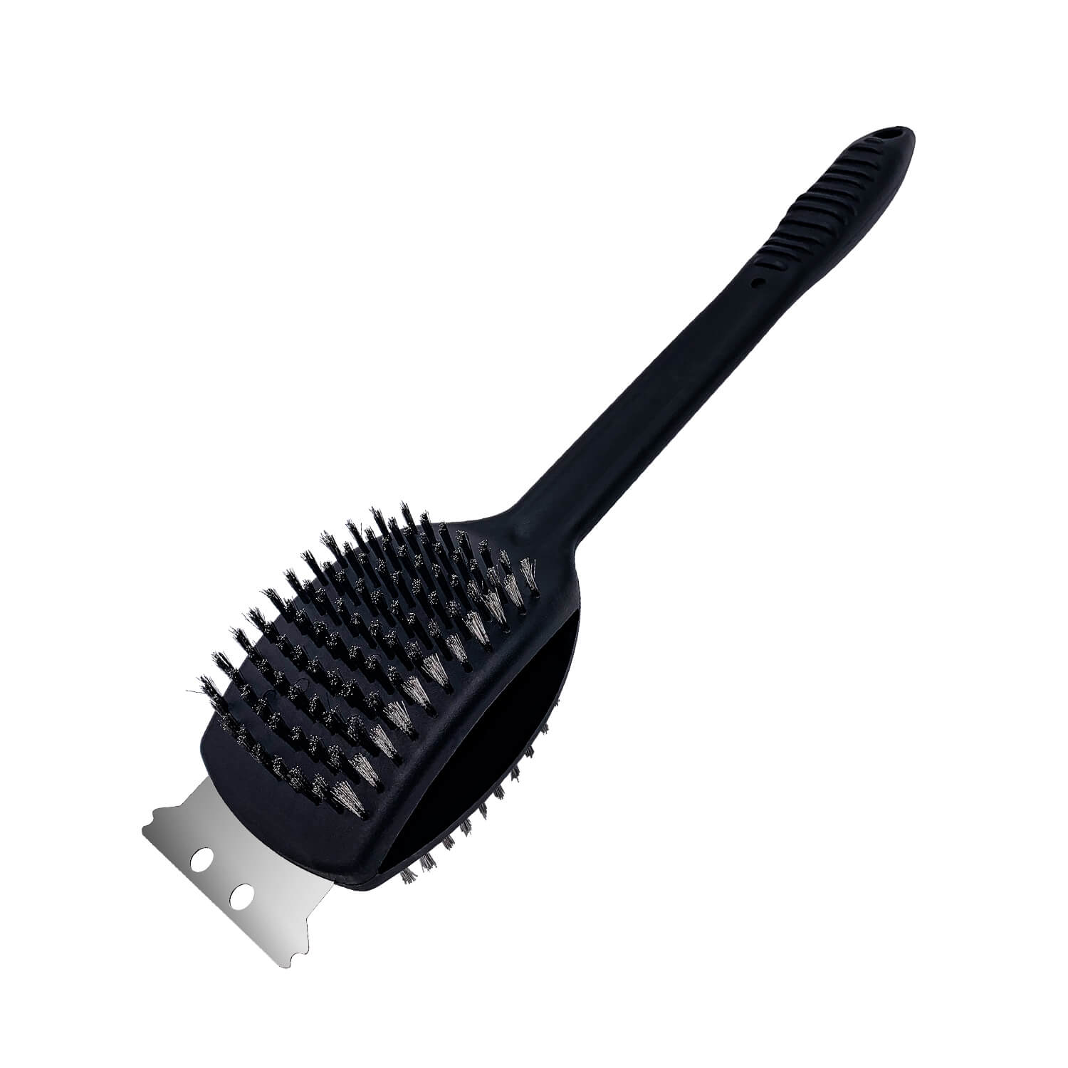 Double-Sided Grill Brush and Scraper, 17-Inch Long Non-Slip Handle -YAOAWE 