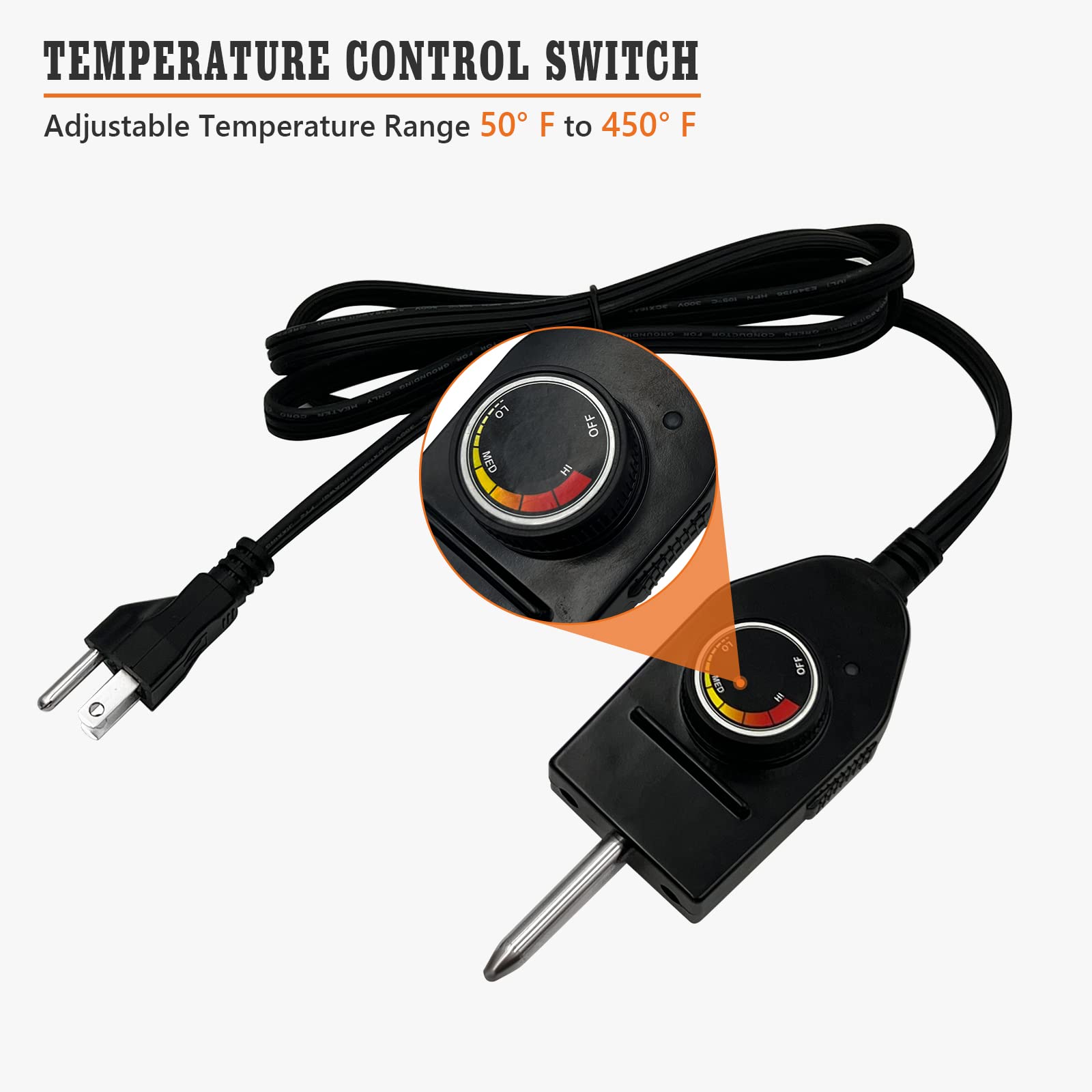Masterbuilt Power Cord, Adjustable Heating Controller,easily adjust the temperature to whatever degree they want.