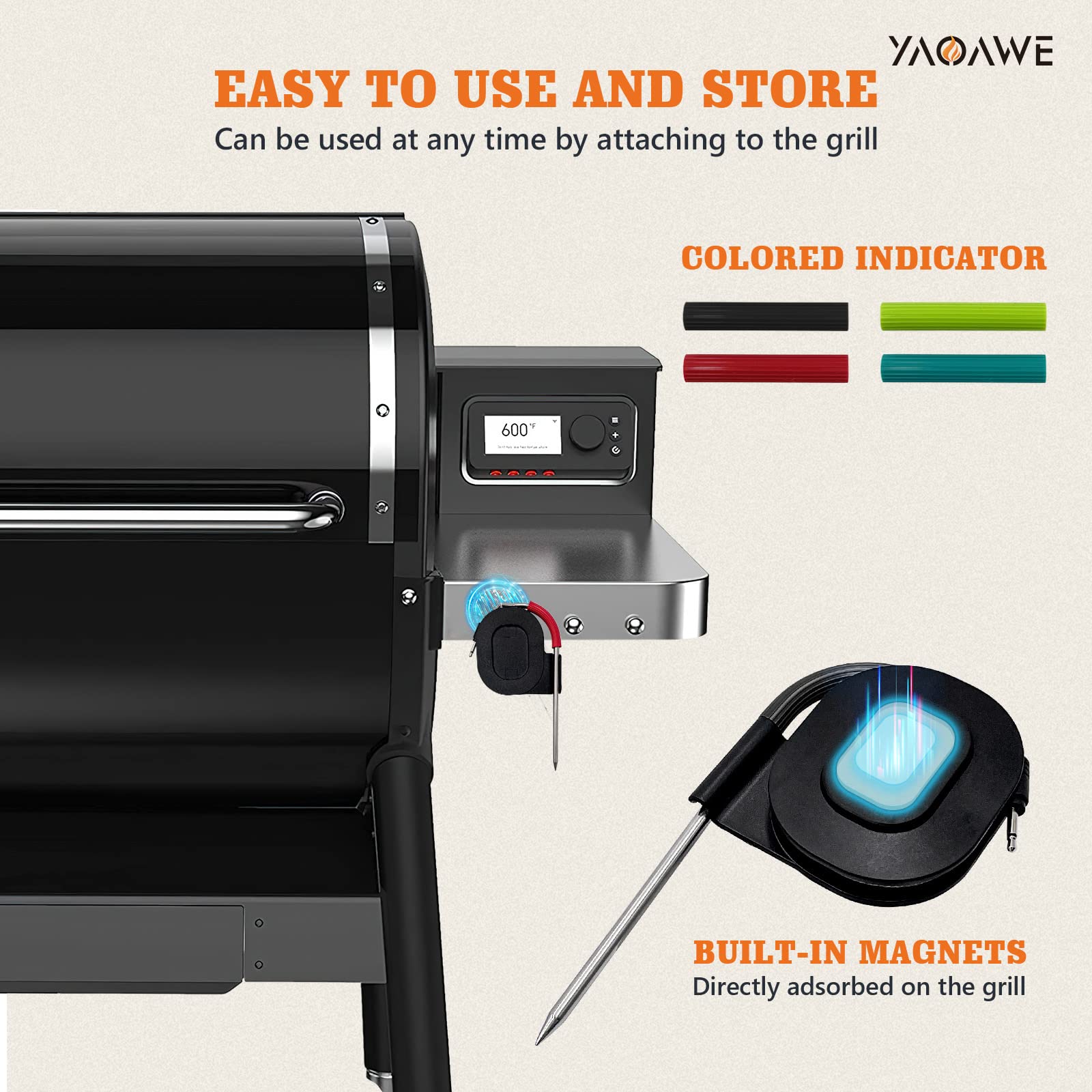 iGrill Pro Meat Probe for Weber Genesis/Spirit Gas and SmokeFire Pellet Grills-YAOAWE