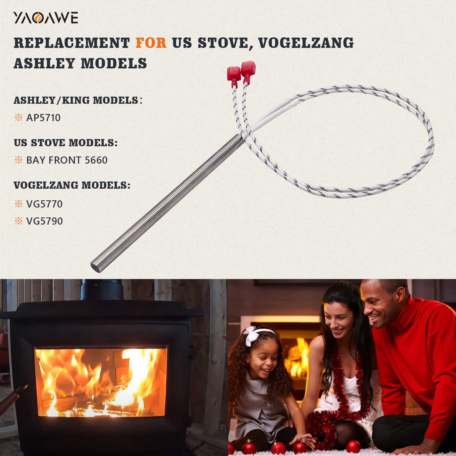 Igniter Replacement for US Stove, Ashley/King, Vogelzang Pellet Stove-YAOAWE