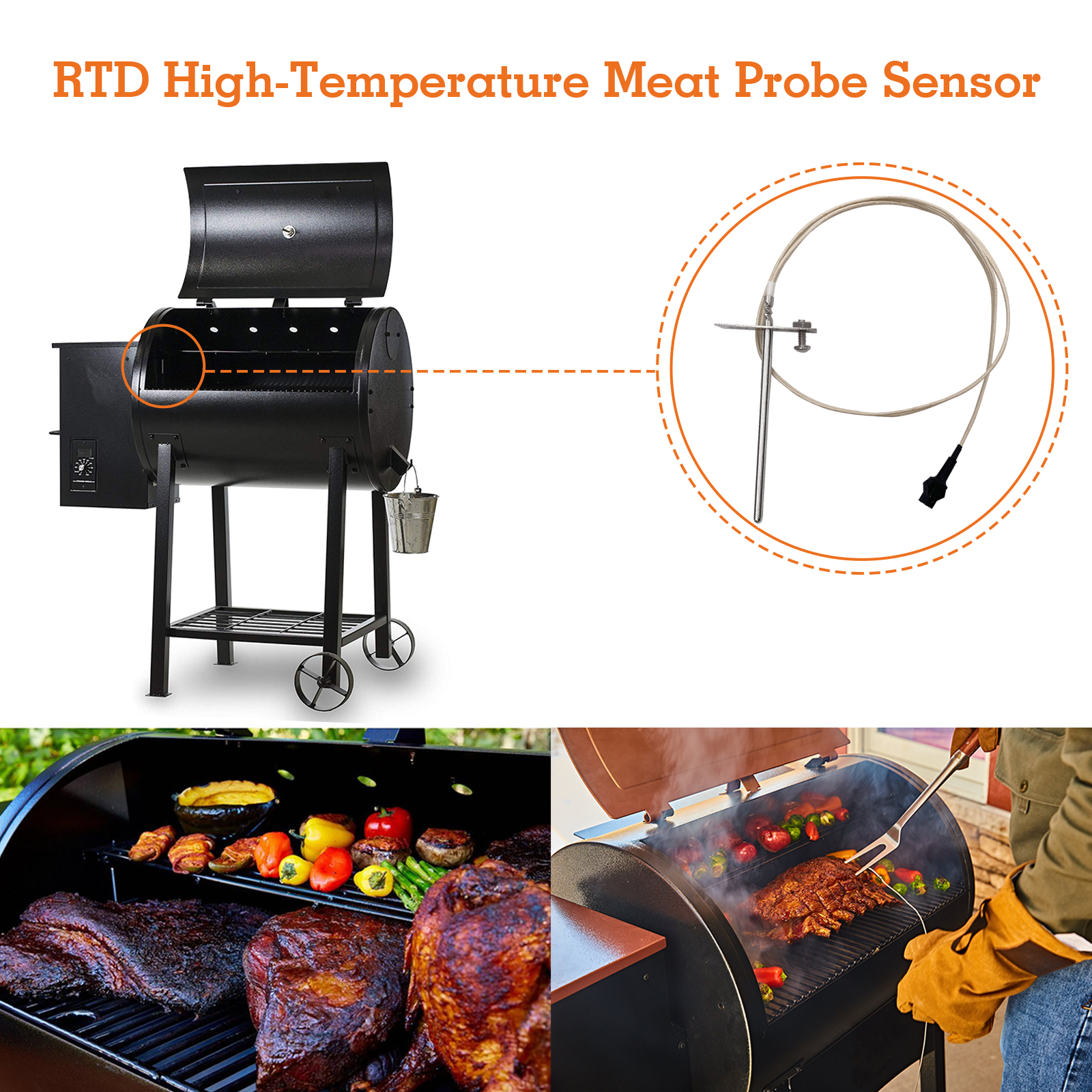 2-Pack Temp Meat Probe Replacement for Pit Boss Pellet Grills and Smokers,  with 2 Pakc Probe Grommets and Probe Clips - AliExpress
