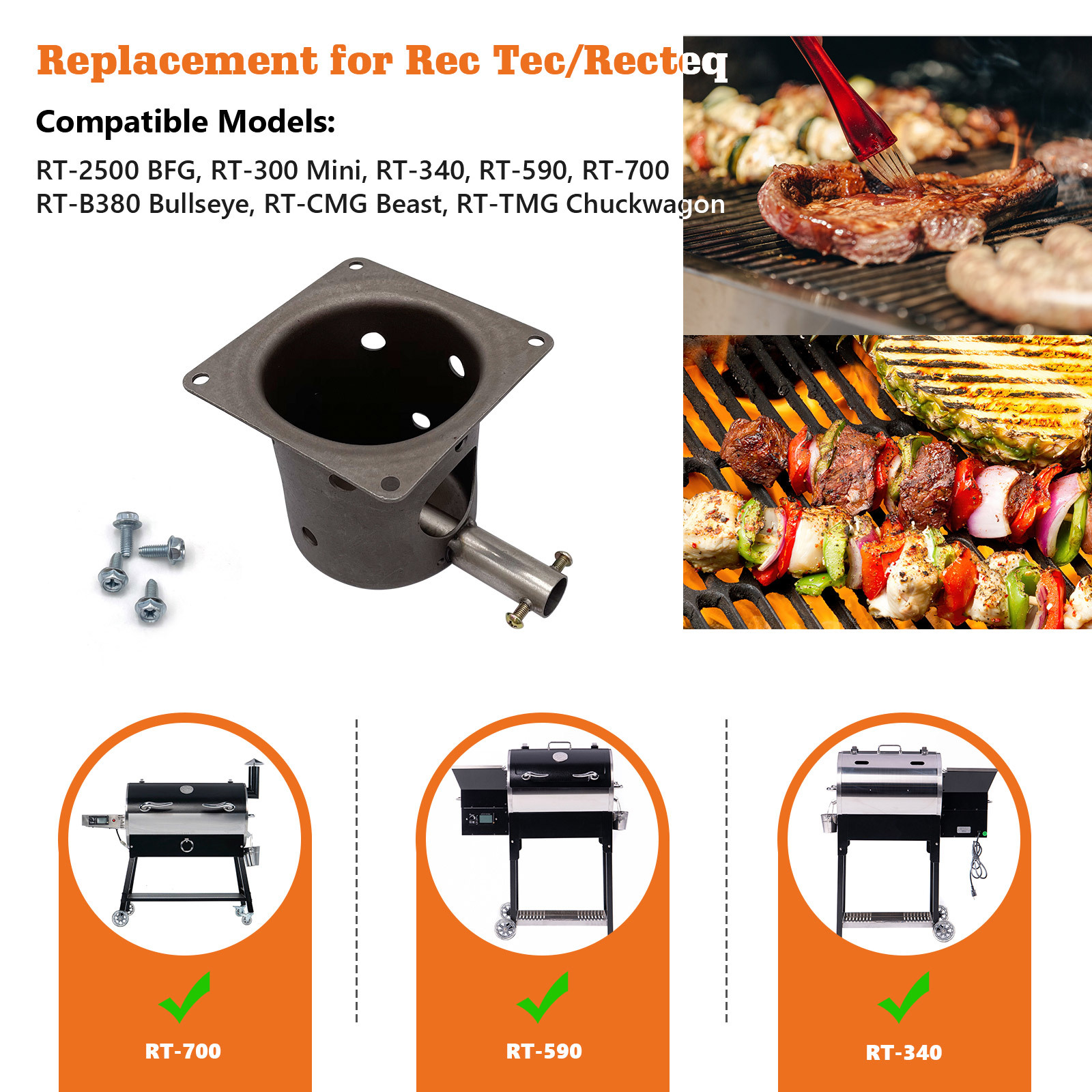 Burn Pot for Recteq/Rec Tec Wood Pellet Grill and Smoker