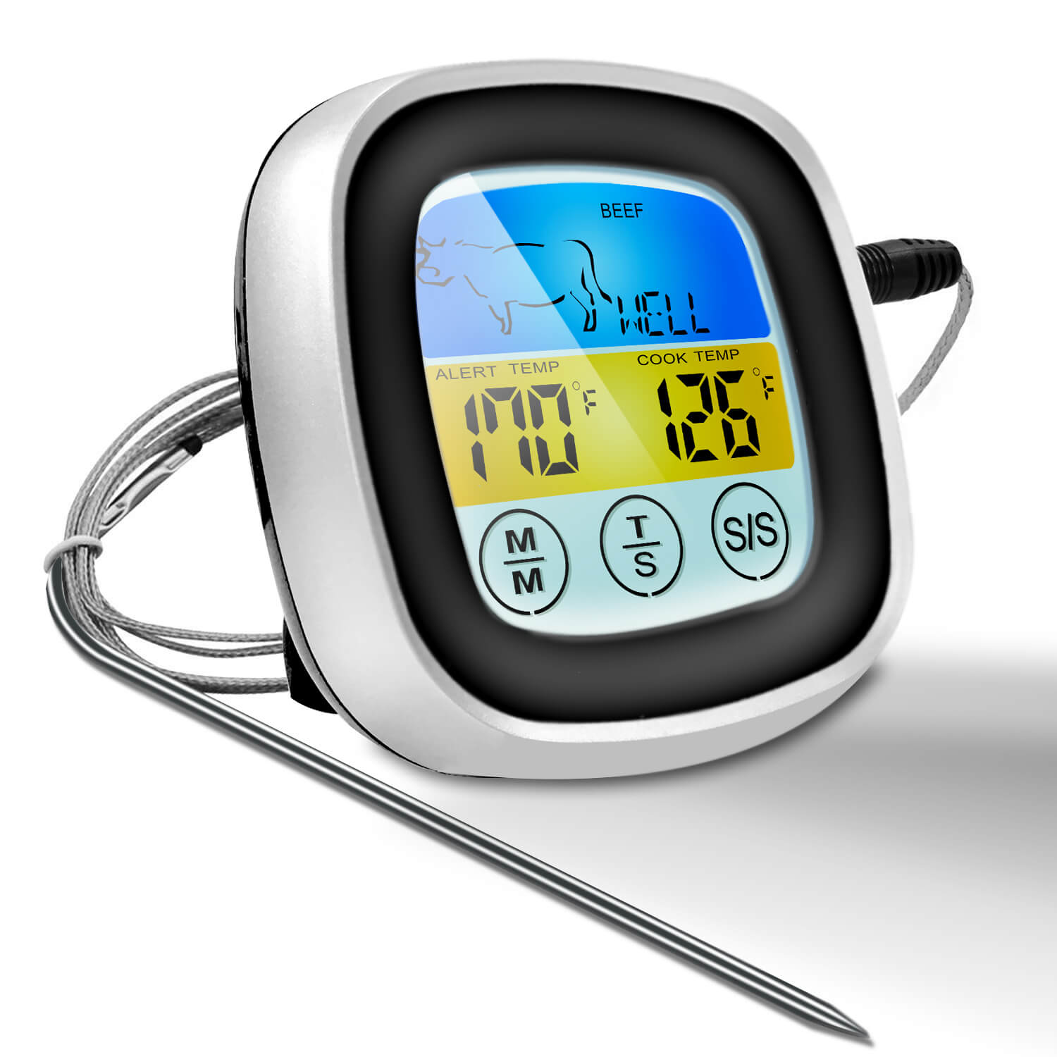 Digital Touchscreen Food Thermometer with Backlight With Long Probe-YAOAWE