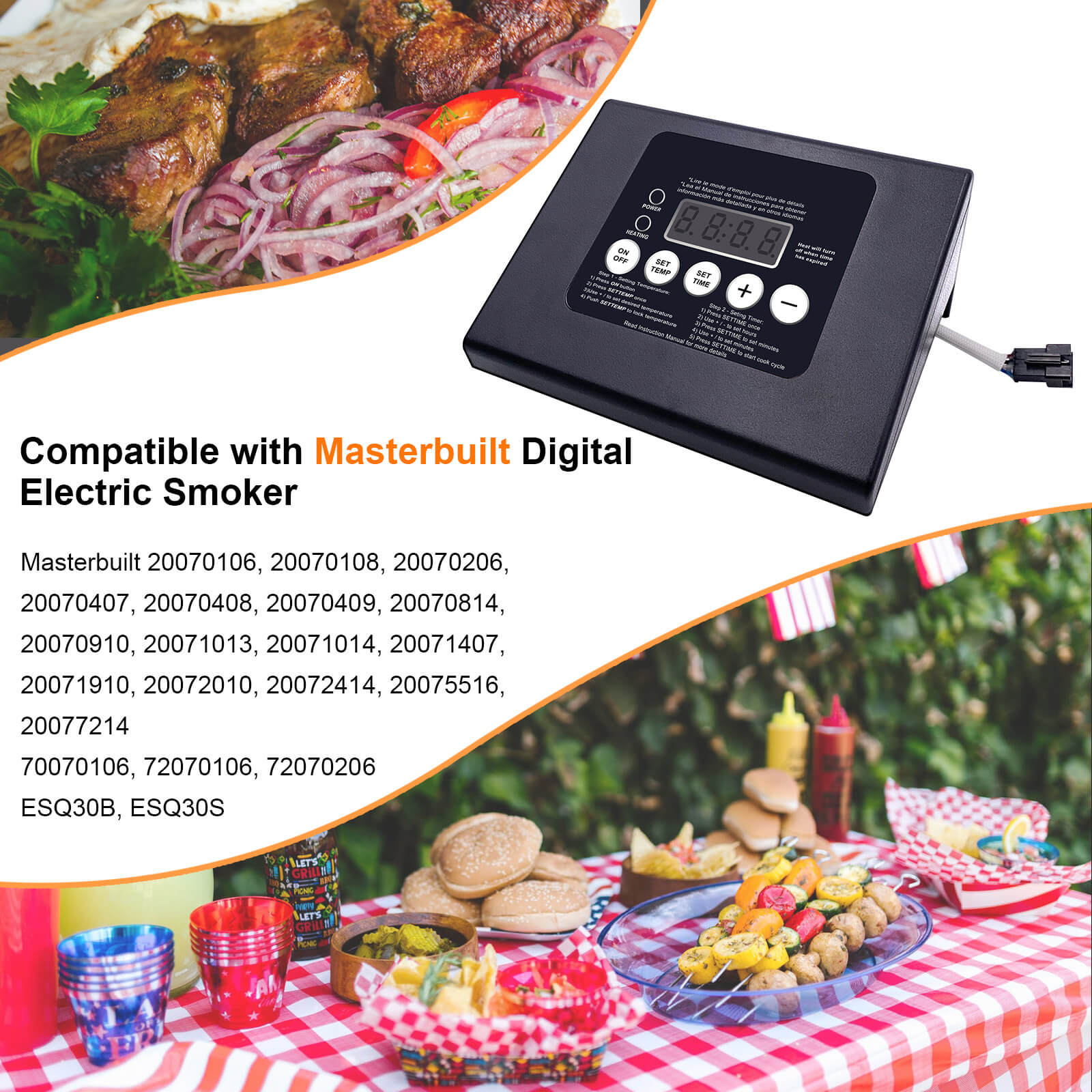 Adjustable Thermostat Probe Power Cord for Masterbuilt Smoker Grill -  AliExpress