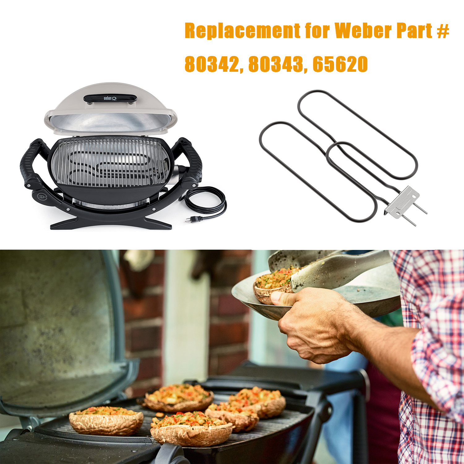 Élément Chauffant 66631 pour Barbecue électrique Weber Q140, Q1400, Inoxydable Éléments