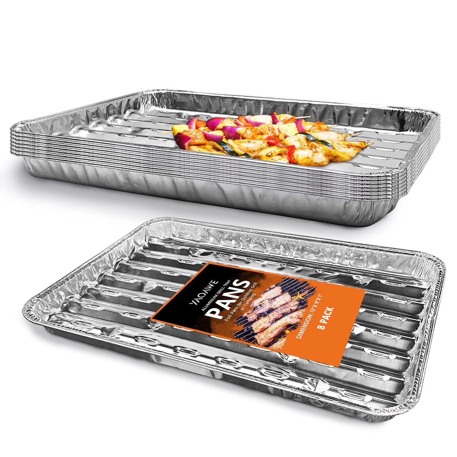 Aluminum Foil Broiler Pan (10 Pack) - Durable BBQ Grill Trays - 13X9 Inch