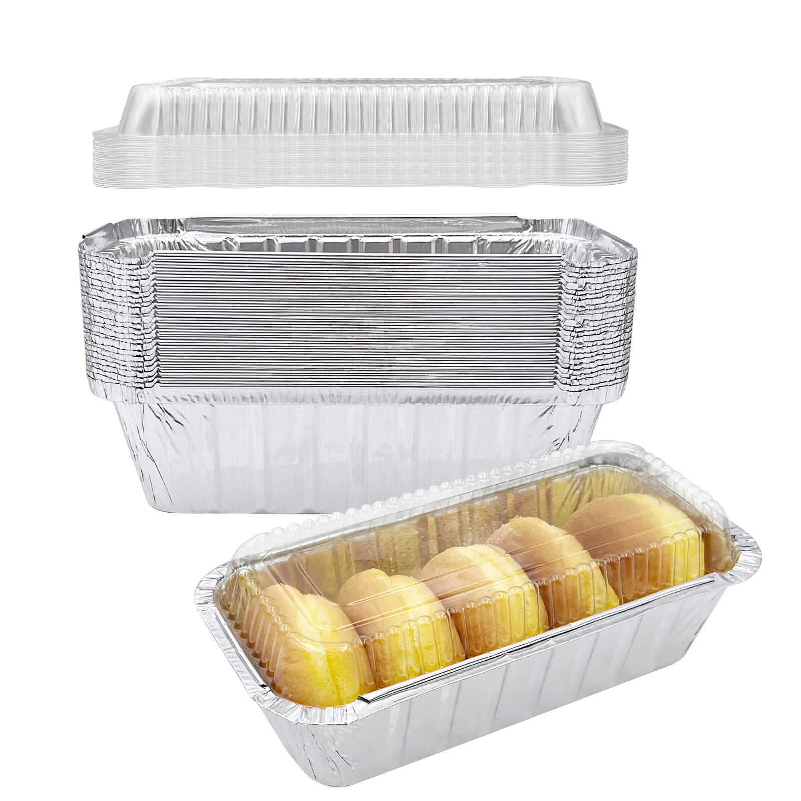 30 Pack Aluminum Bread Loaf Pans with Lids, 2 Lb Tin Foil Bread Pans-YAOAWE