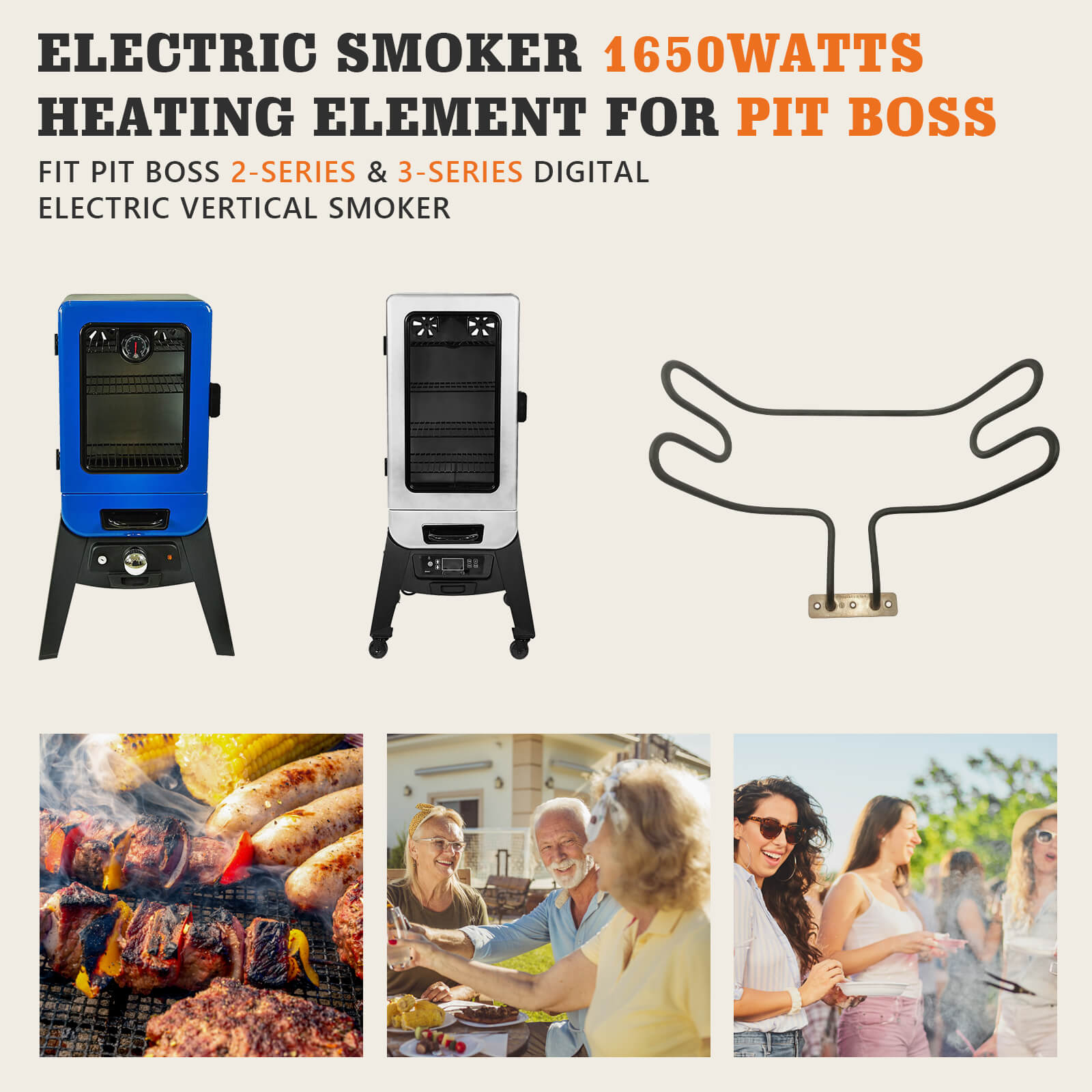 1650W Heating Element for Pit Boss 2&3 Series Digital Electric Smoker