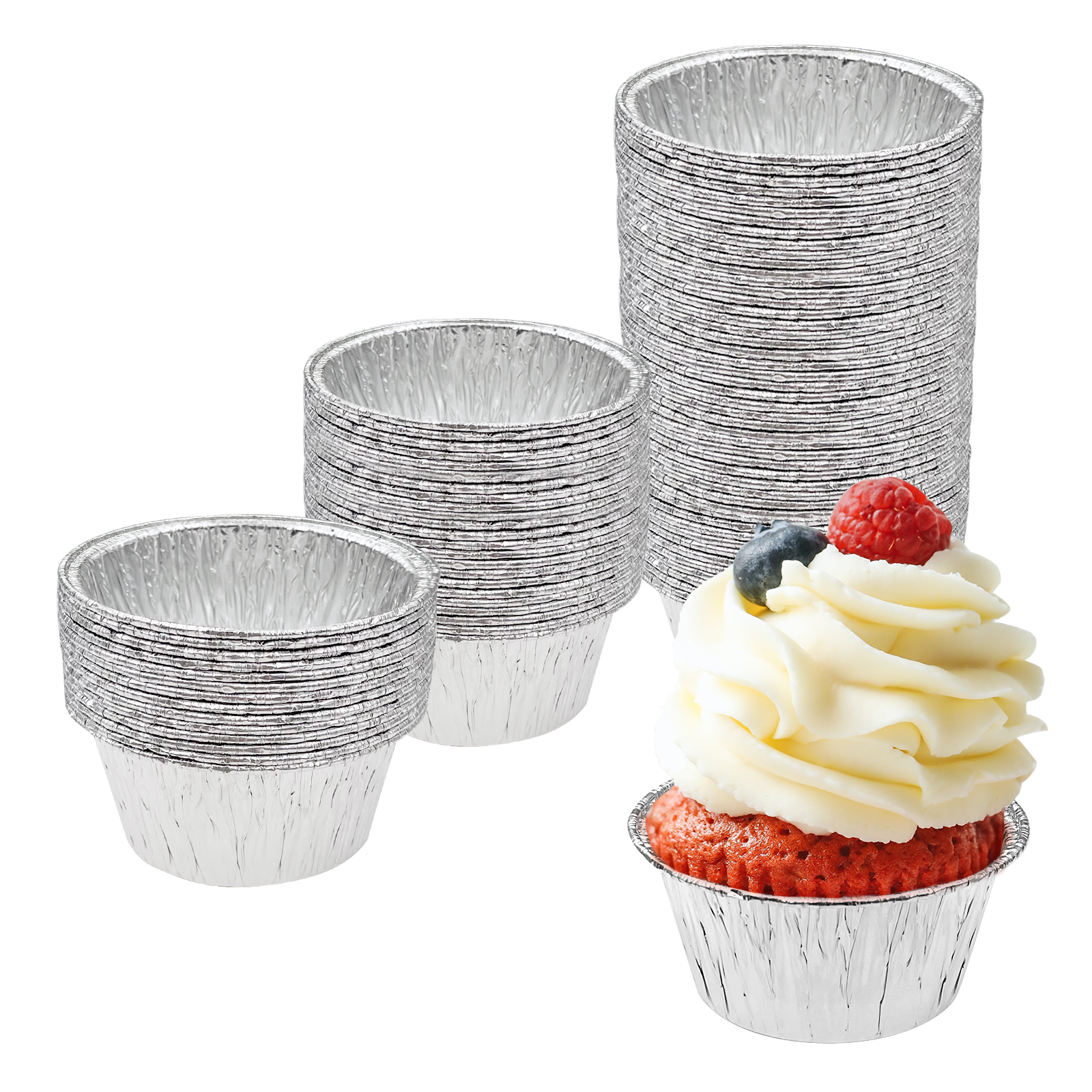 110 Pcs Silver Foil Baking Cups Muffin Liners for Baking, Cupcake, Pudding, Egg Tart, Creme Brulee-YAOAWE
