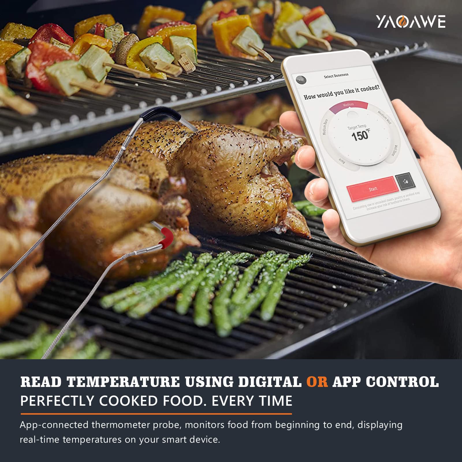 iGrill Pro Meat Probe for Weber Genesis/Spirit Gas and SmokeFire Pellet Grills-YAOAWE