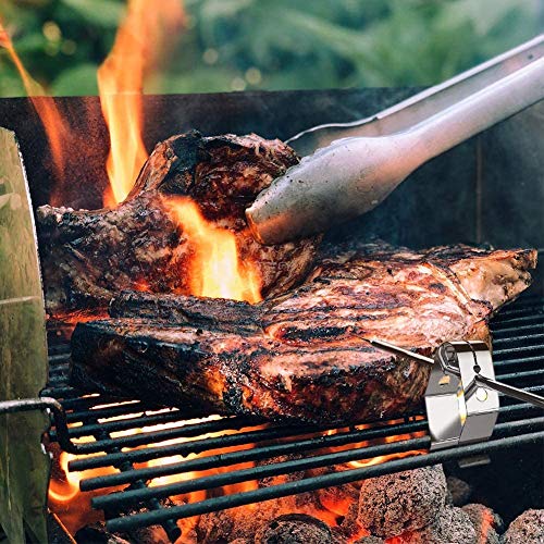 YAOAWE Stainless Steel Grill Clips,Meat Thermometer Probe Clip Holder Ambient Temperature Readings BBQ Smoker Oven Grill Clip,Grill Meat Holder Cable for Maverick