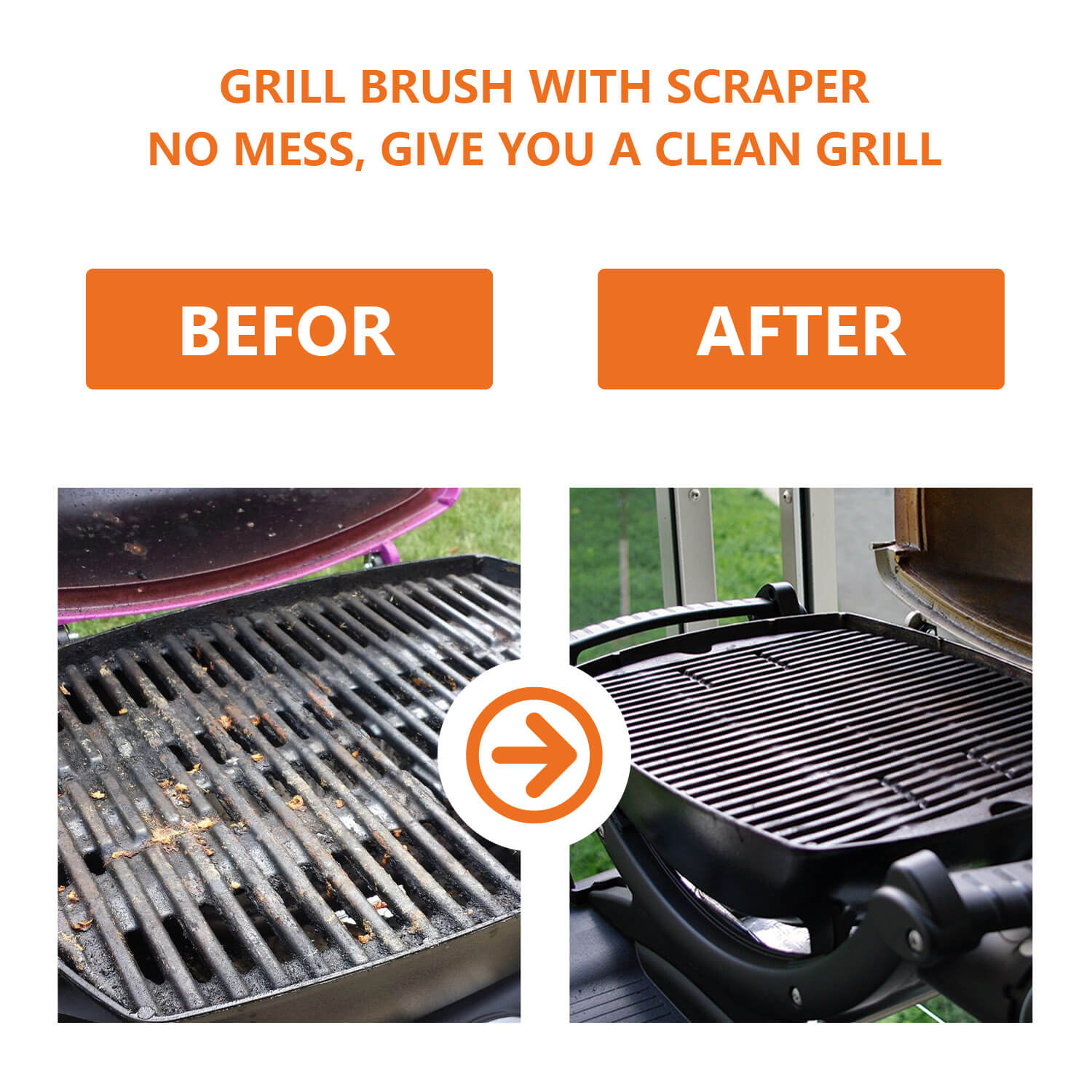 Stainless Steel BBQ Grill Scraper - Grill Brush Bristle Free -The for —  Grill Parts America