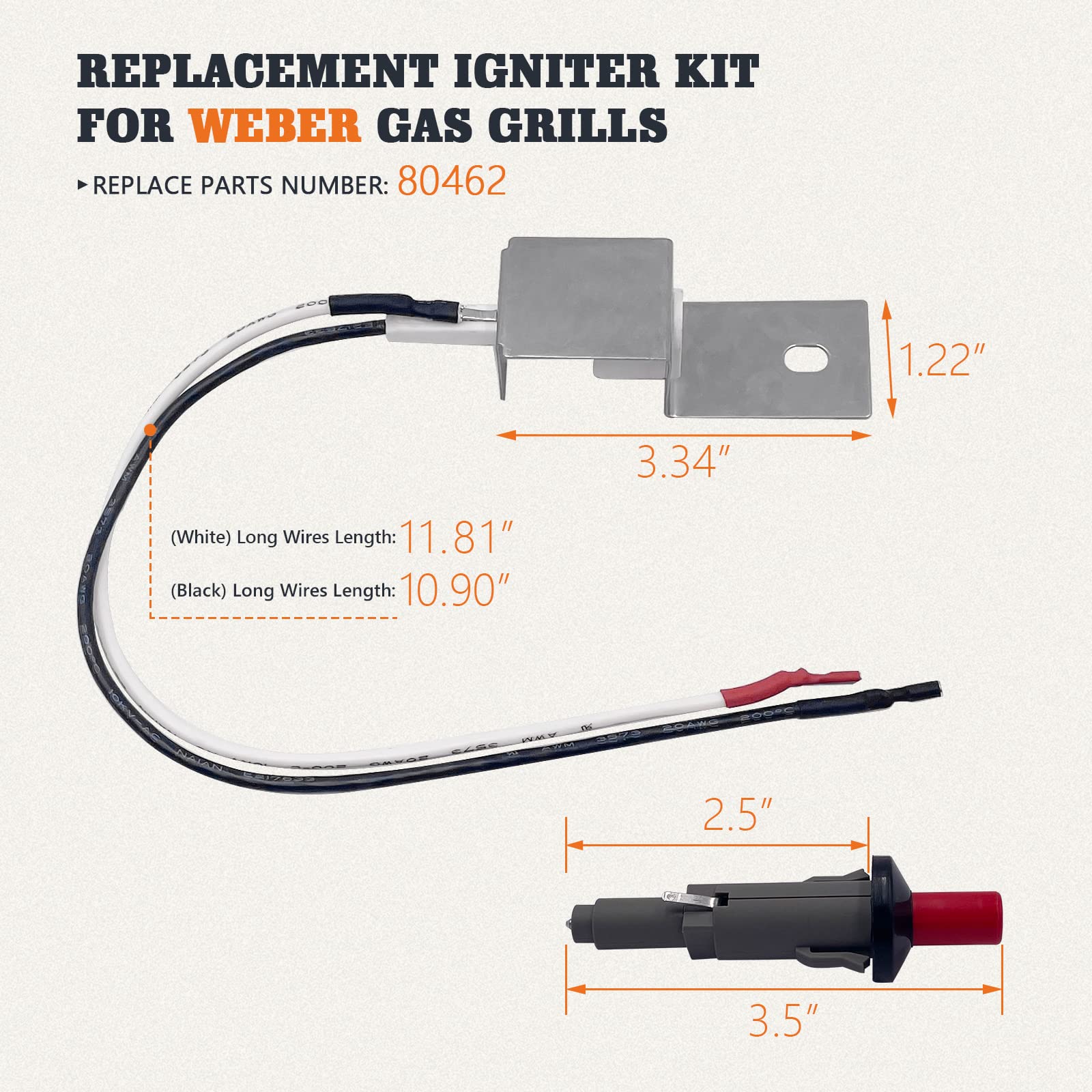 80462 Gas Grill Igniter Kit Replacement for er Q100/Q200