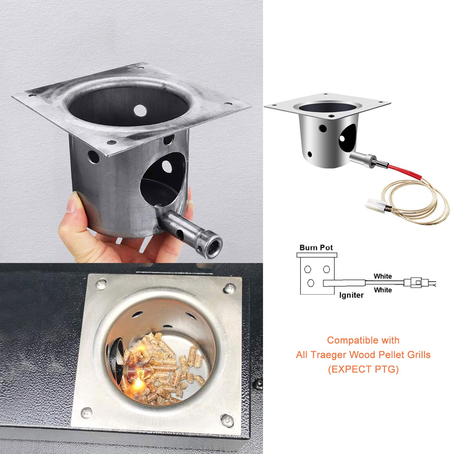 Fire Burn Pot and Hot Rod Igniter for Traeger Grill