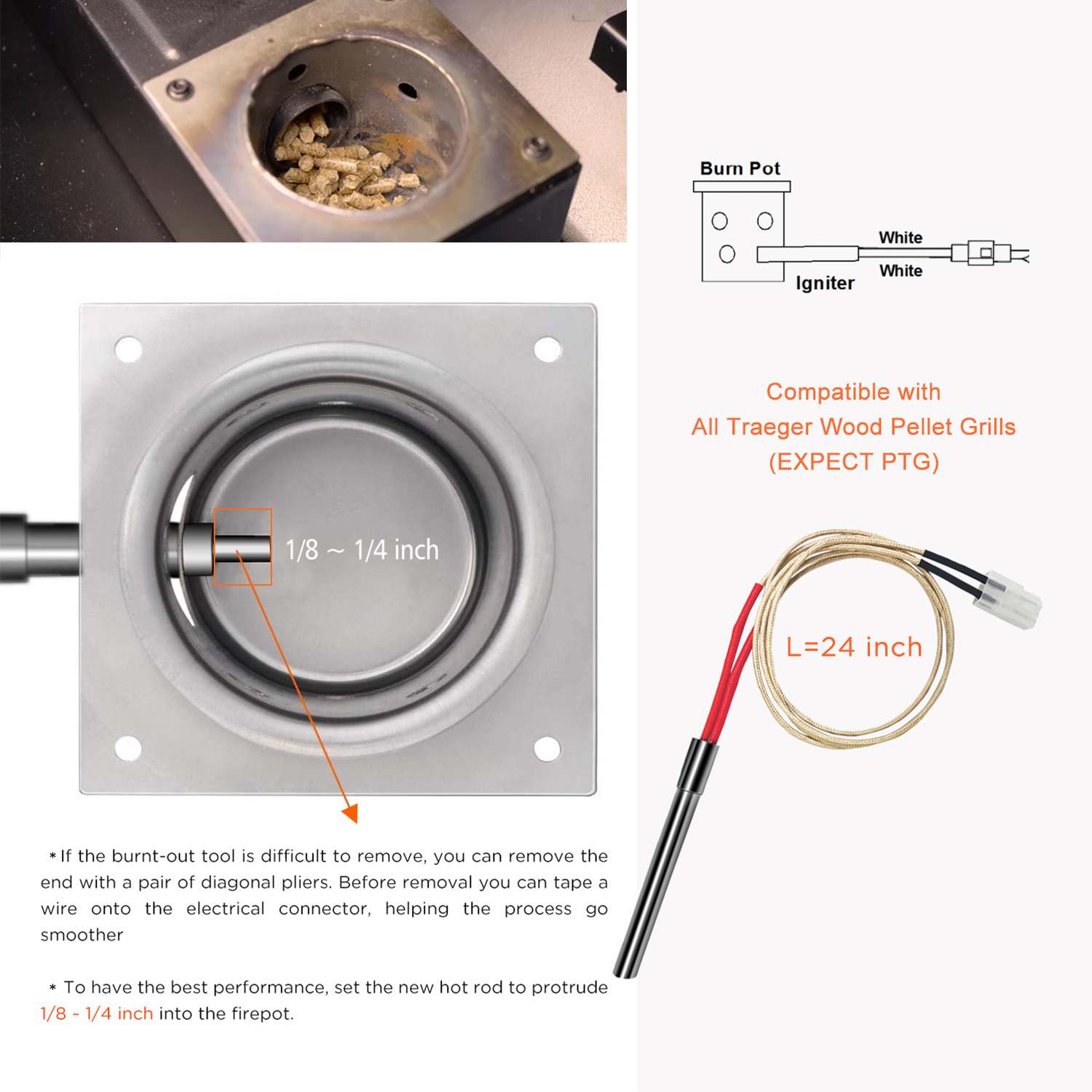 Hot Rod Ignitor Replacement for Traeger Pellet Grills