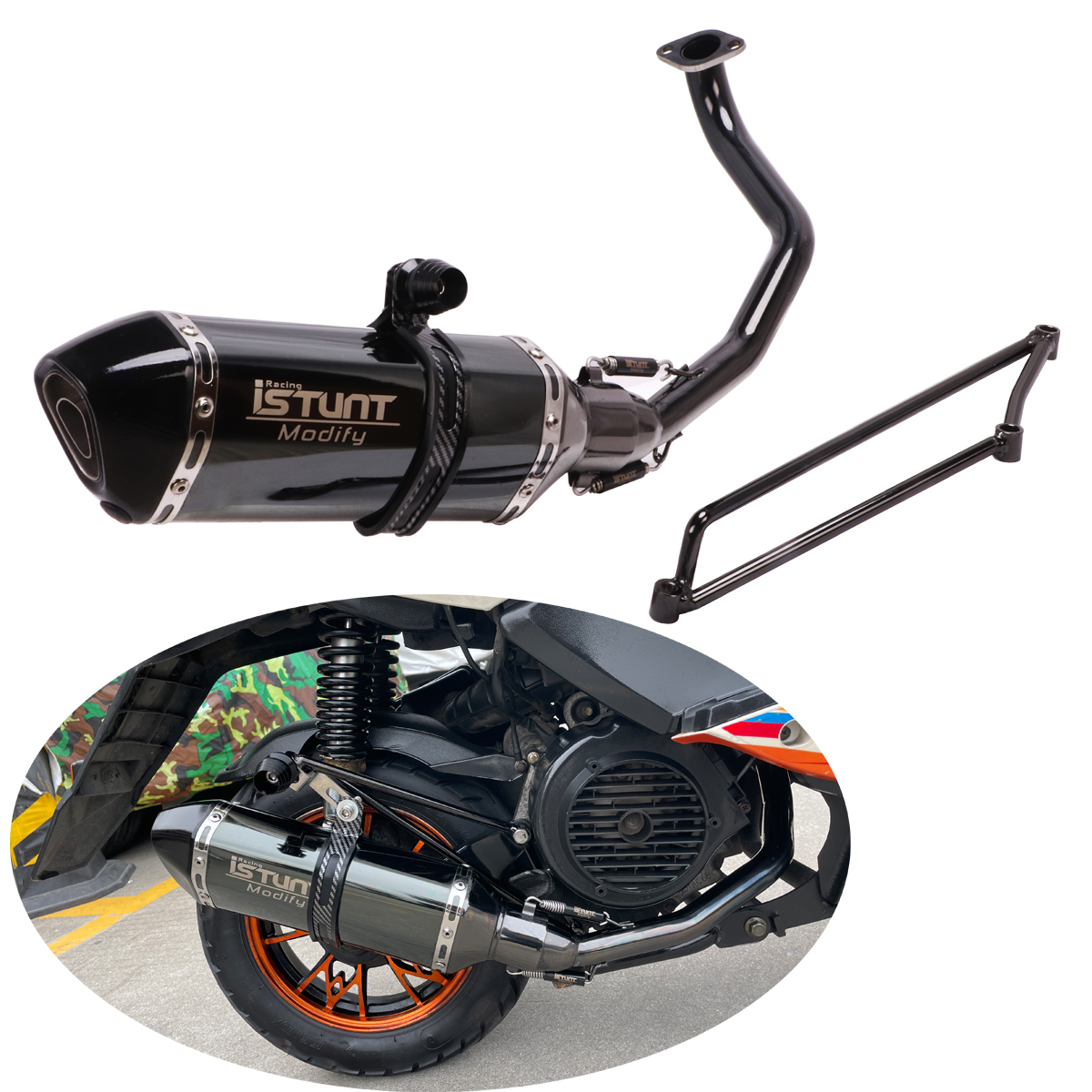 Scooter GY6 Exhaust Muffler System For 125cc 150cc Honda Ruckus Zoomer 2002-2015