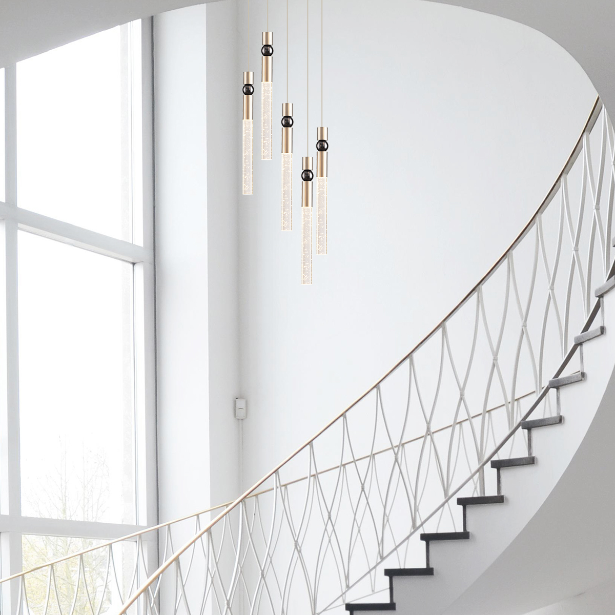 JoollySun Modern Cluster Pendant Lighting 5-Light Chandelier 