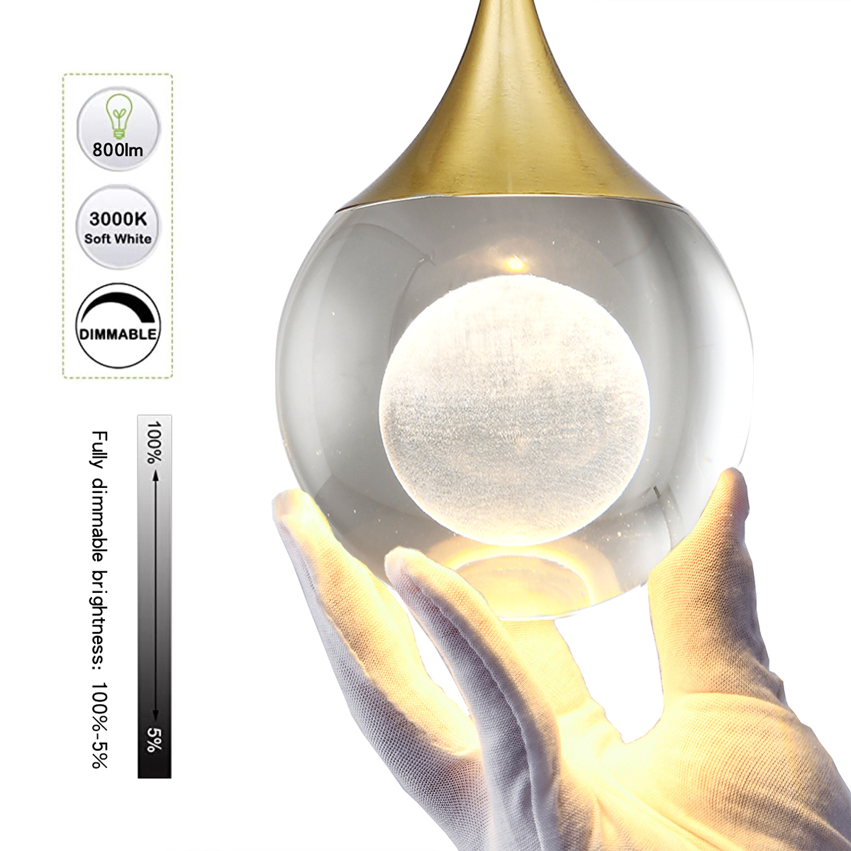 1-Light Crystal Pendant Light