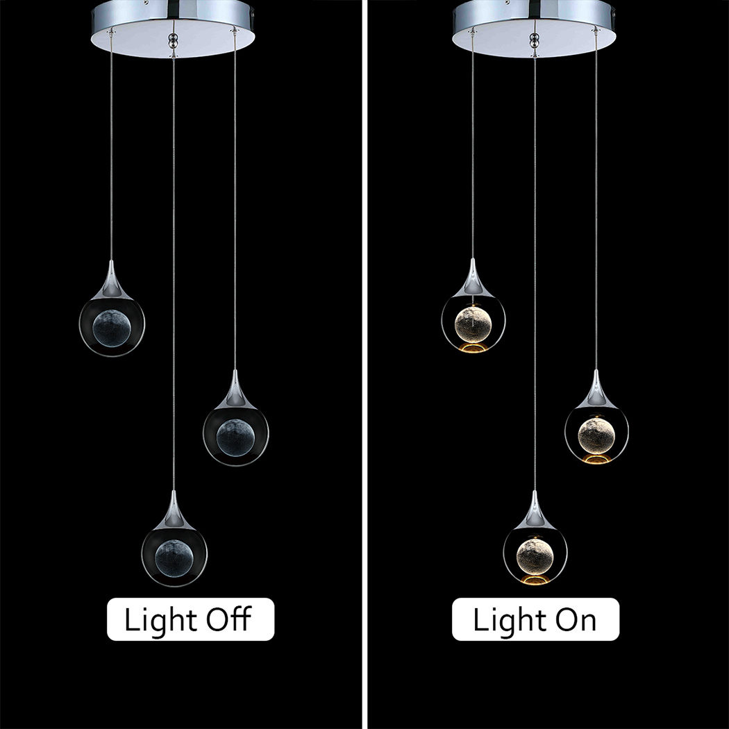 JoollySun Cluster Pendant Light with Crystal Moon Ball