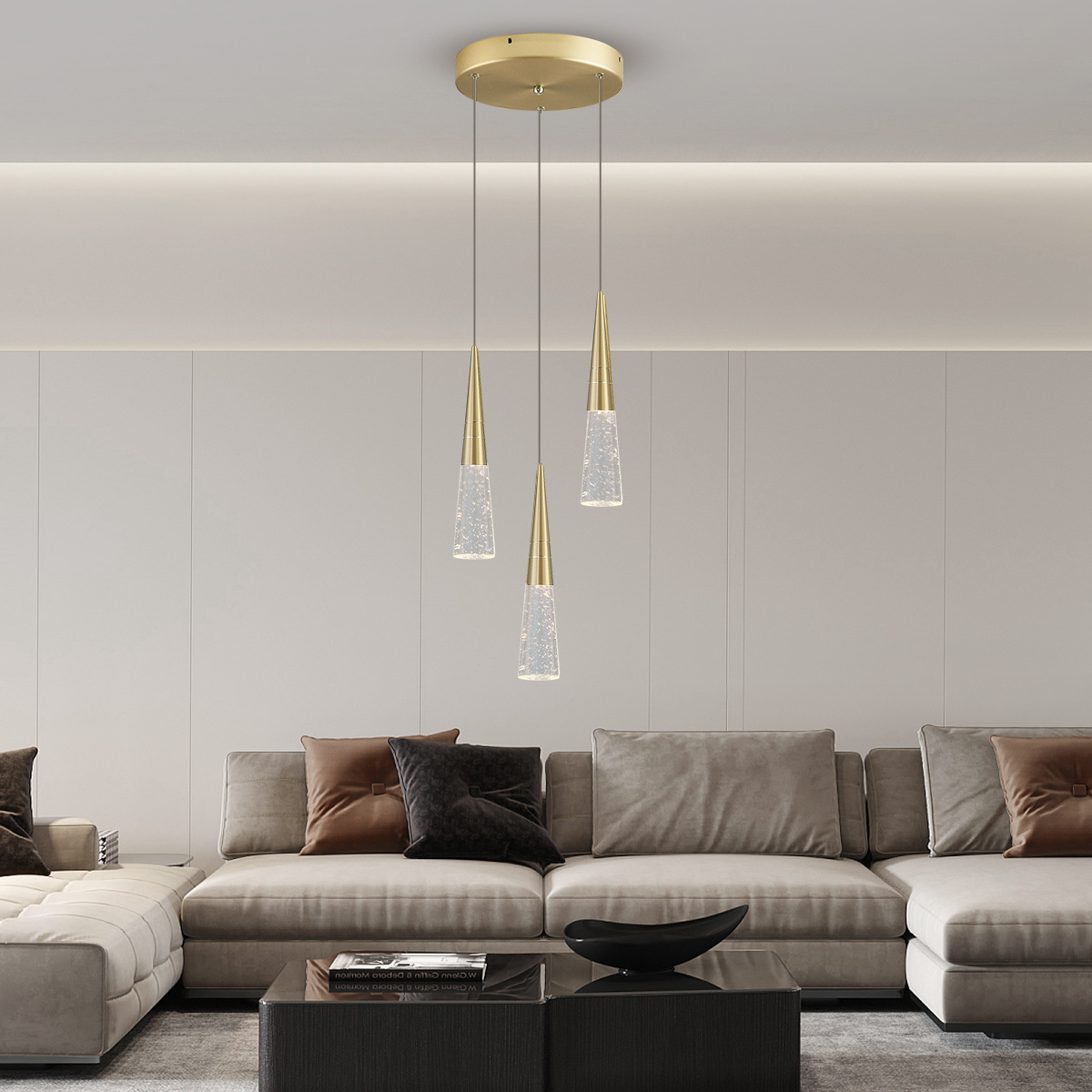 Cluster Crystal Pendant Light for Living Room
