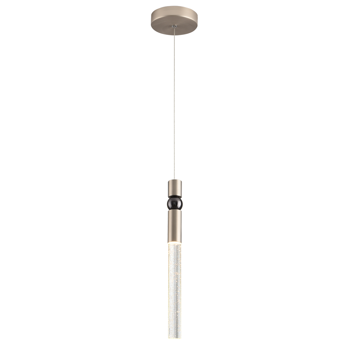 JoollySun Single Crystal Pendant Light with Seeded Crystal Cylinder Brushed Nickel Finish
