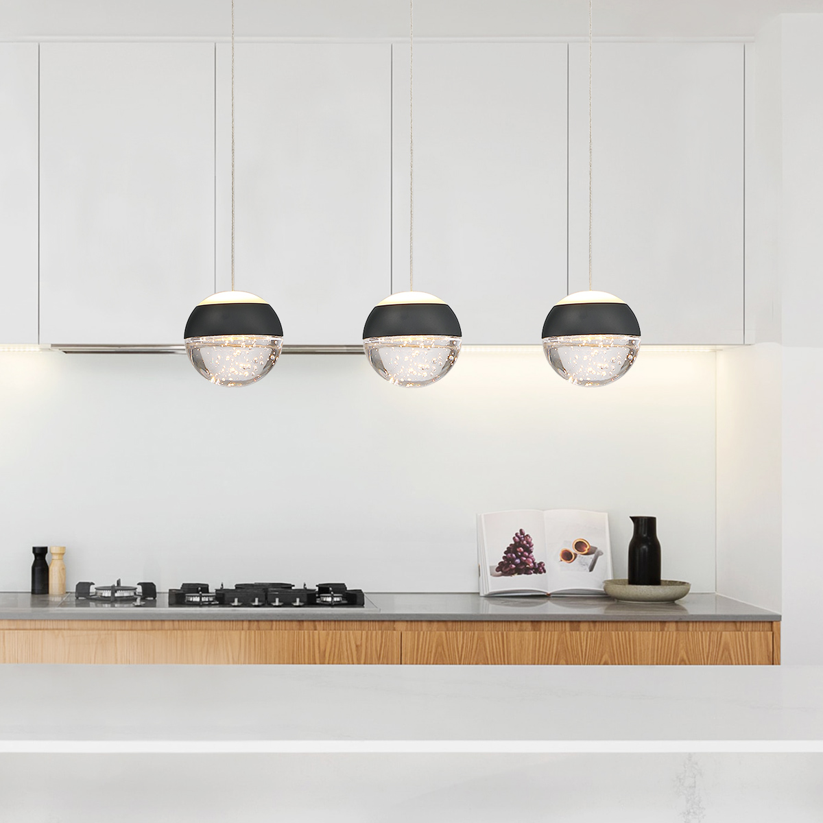 JoollySun Modern Globe Pendant Light Matt Black