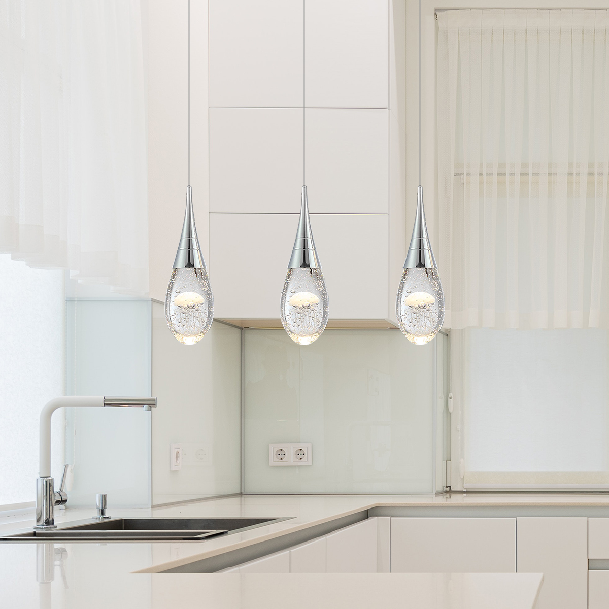 JoollySun 3-Light Crystal Pendant Lighting