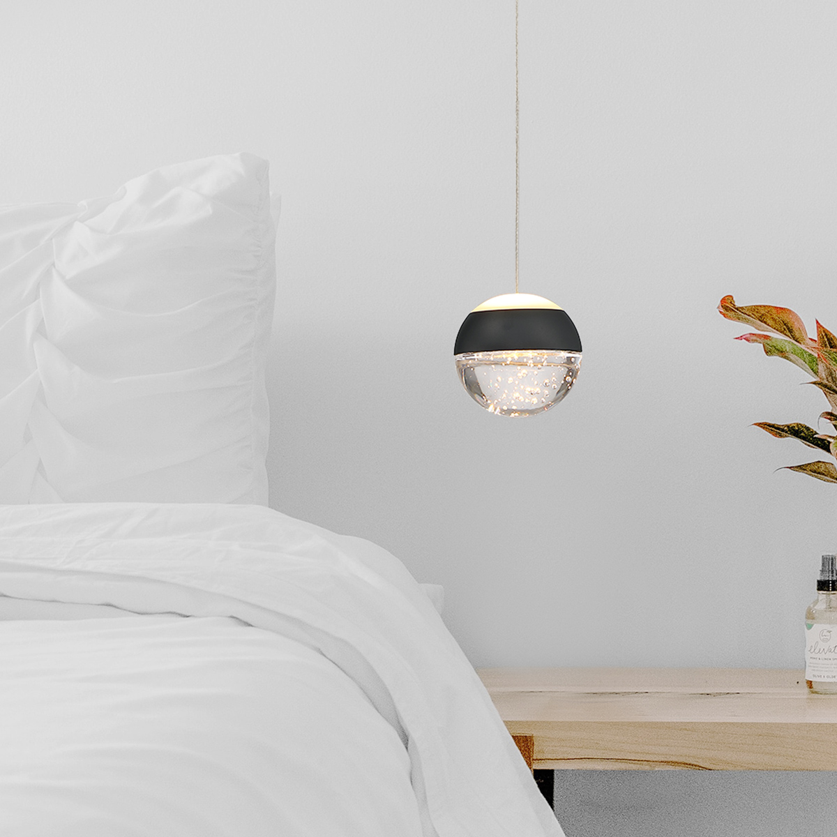 JoollySun Modern Globe Pendant Light Matt Black