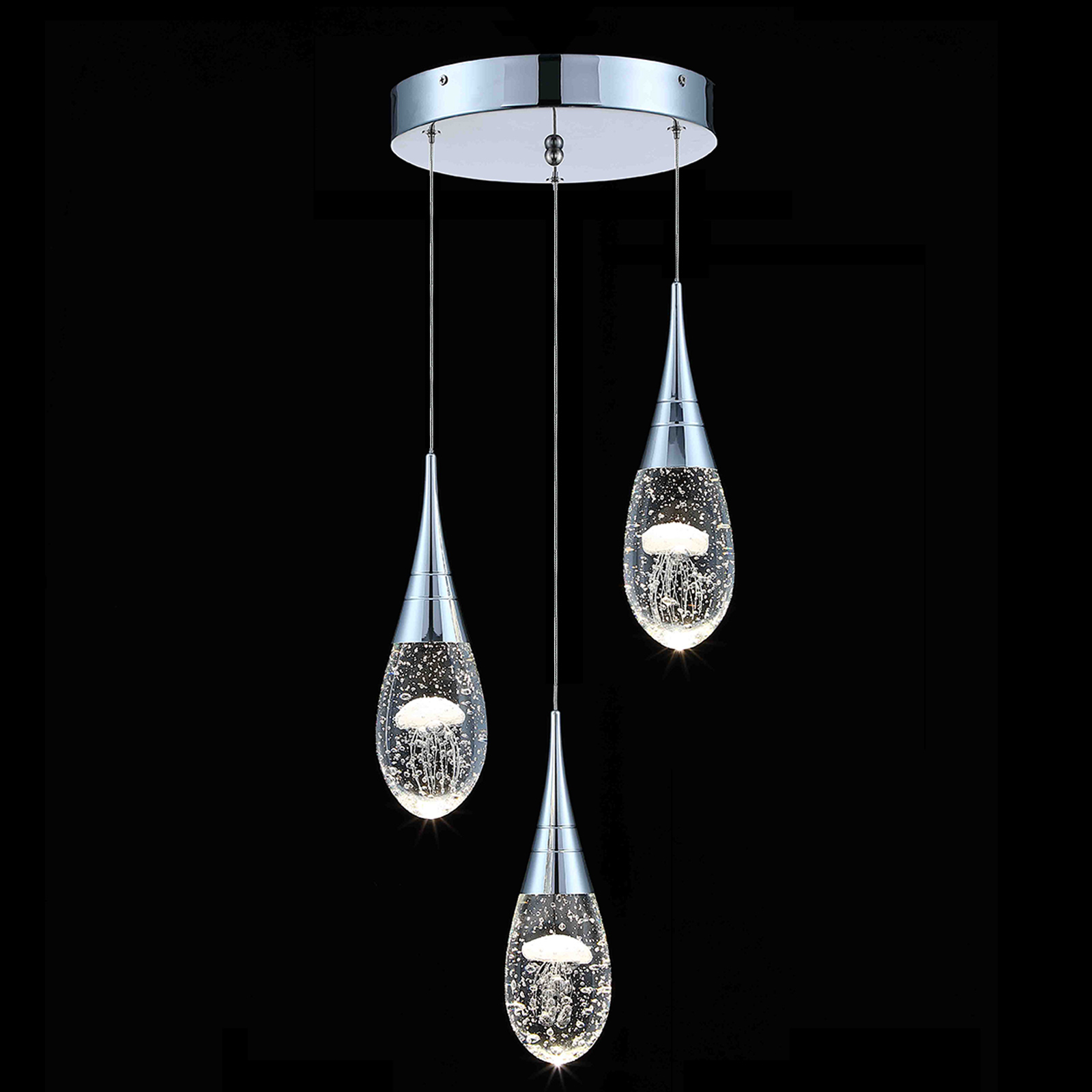 3 crystal pendant lights