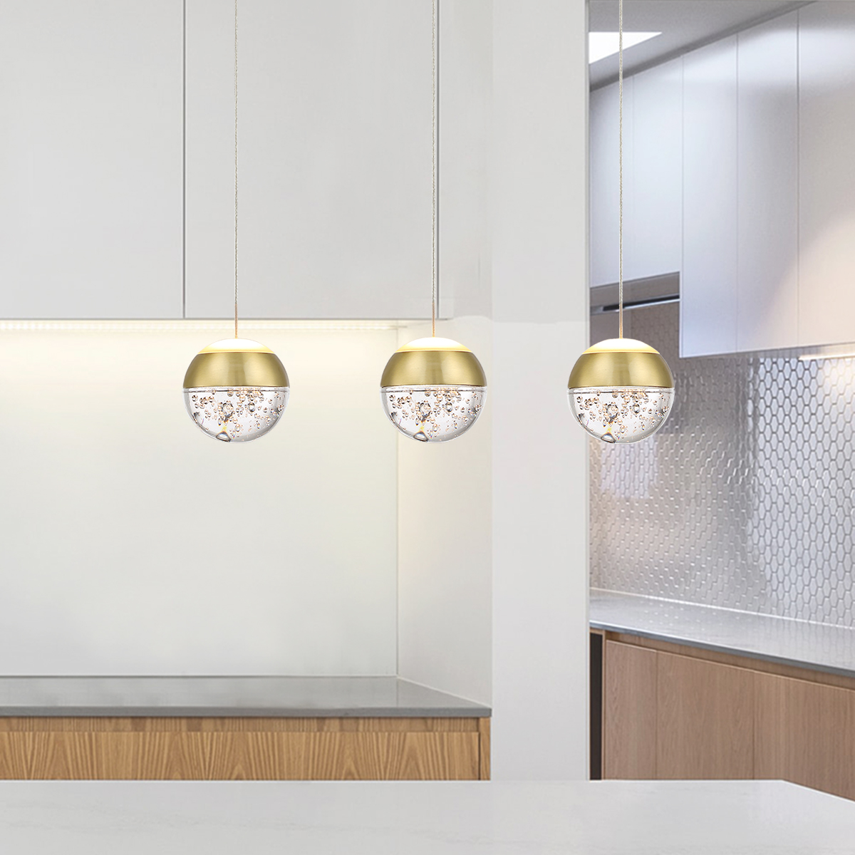 JoollySun Single Mini Globe Pendant Light Brushed Gold